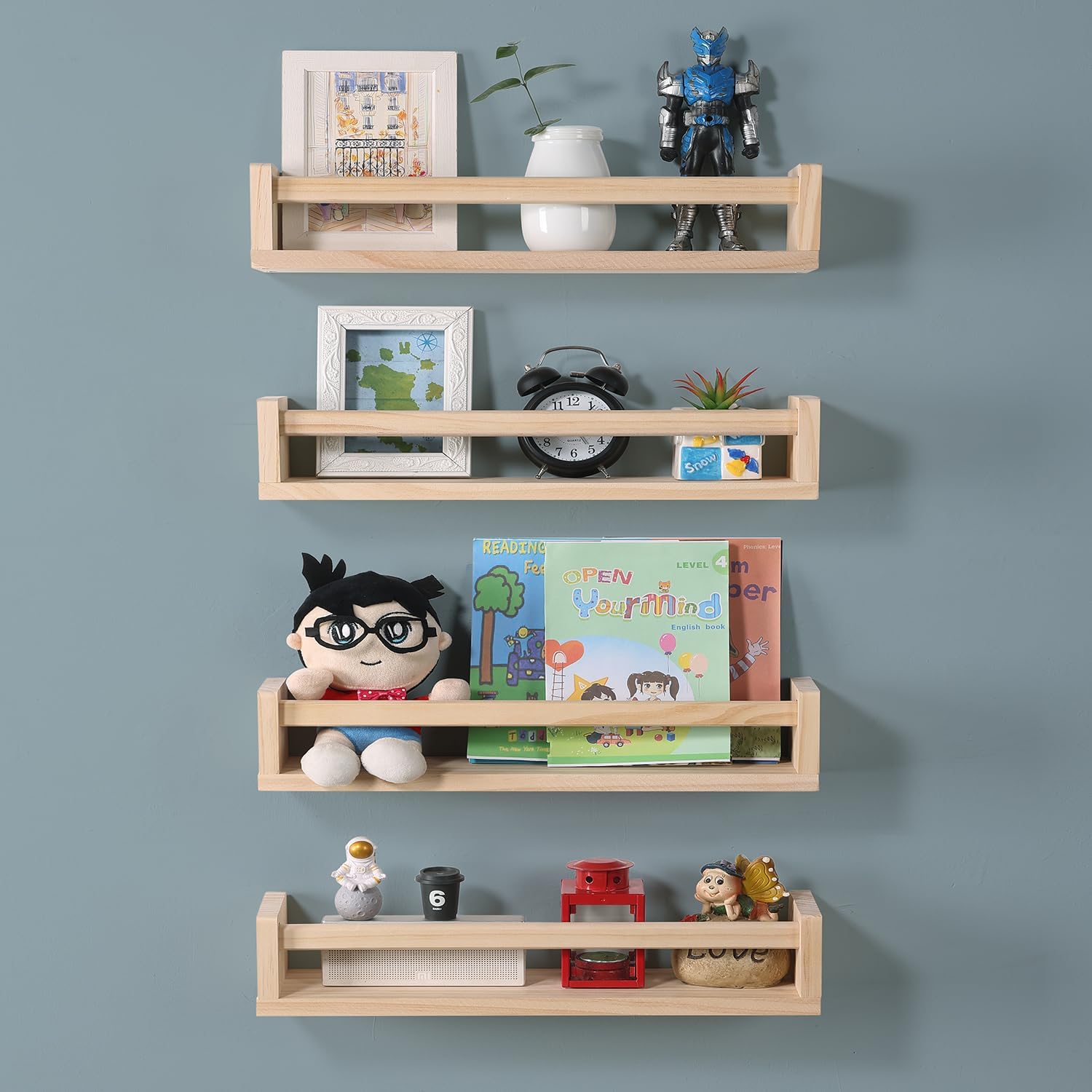 DUICIRX 4-Piece Floating Book Shelves for Kids Room