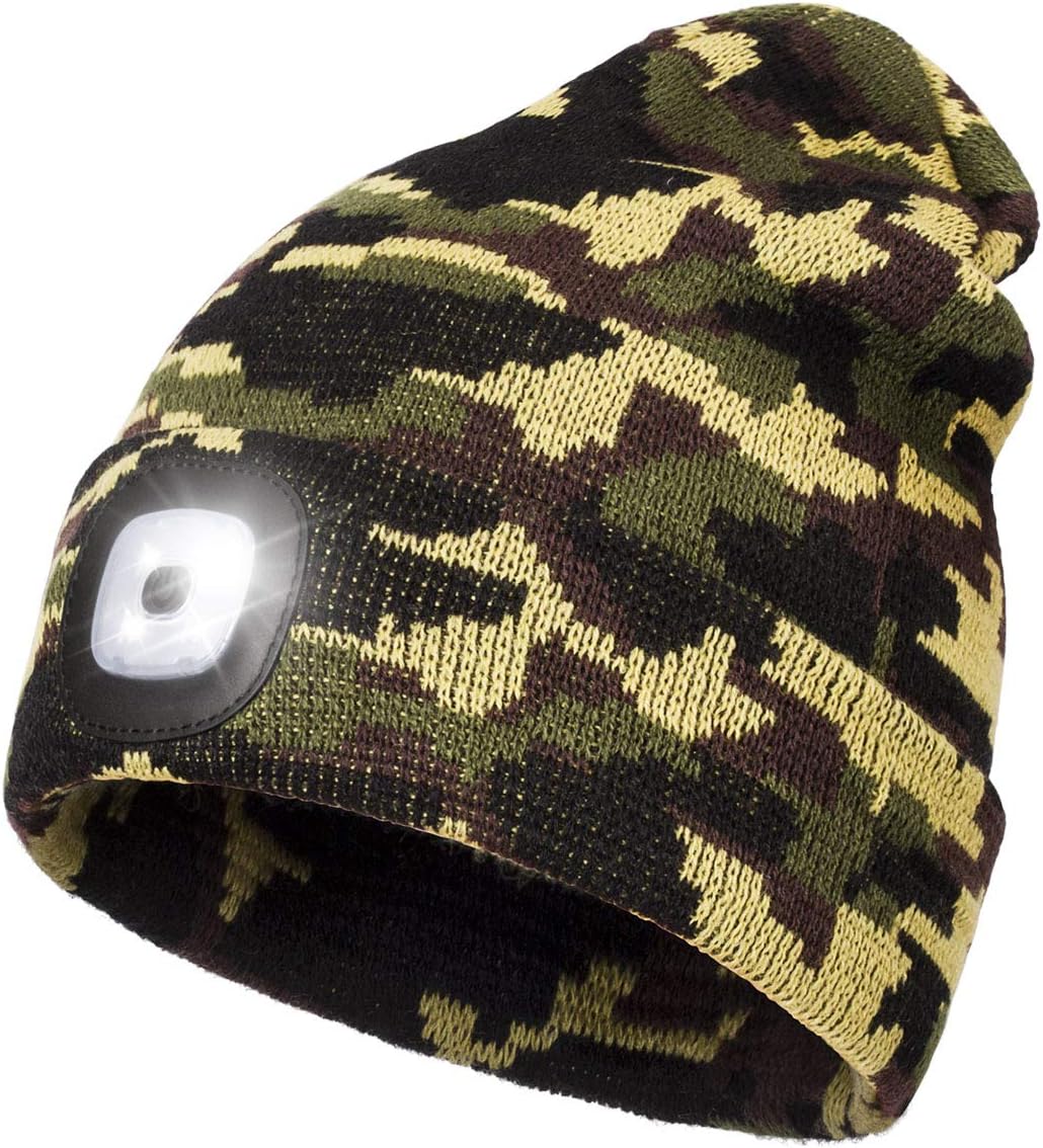 YunTuo LED Beanie with Light Unisex USB Headlamp Winter Cap