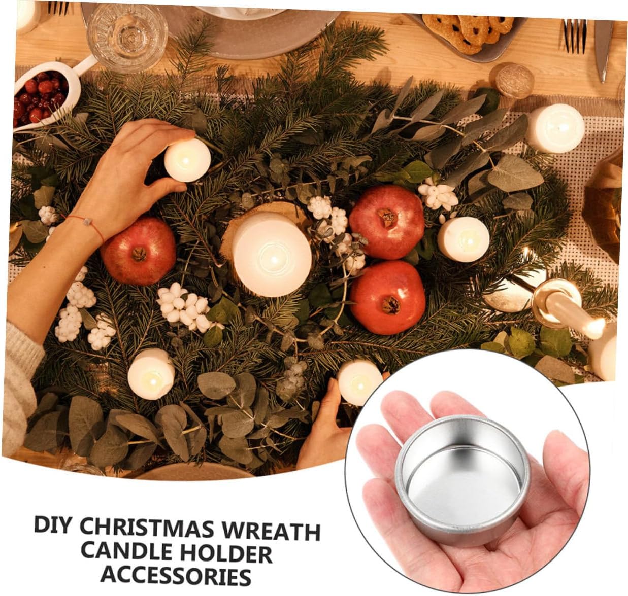 HOOTNEE 24pcs Silver Rimmed Iron Candle Holders