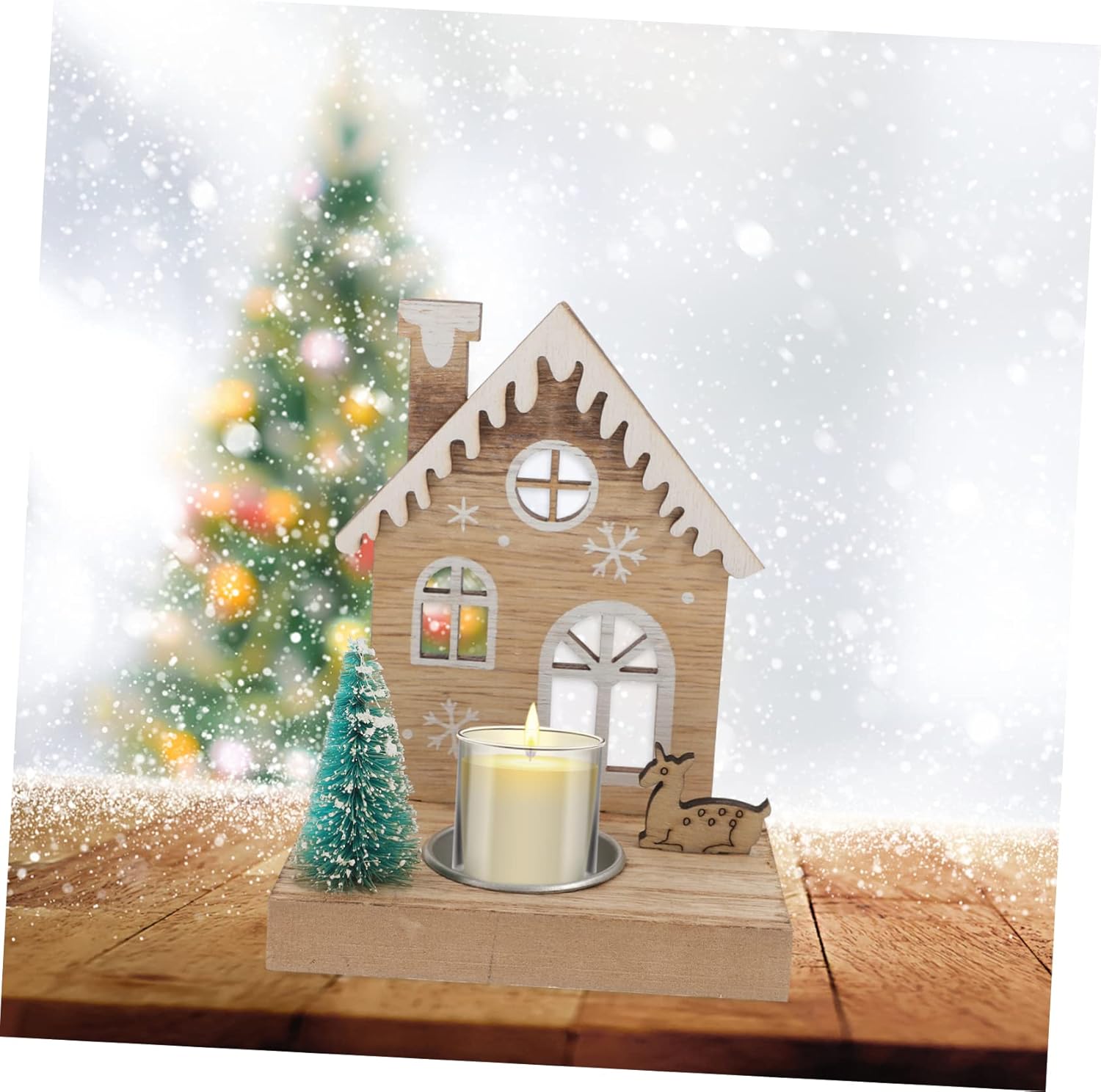 Cabilock Christmas Reindeer Candle Holder for Centerpiece 1