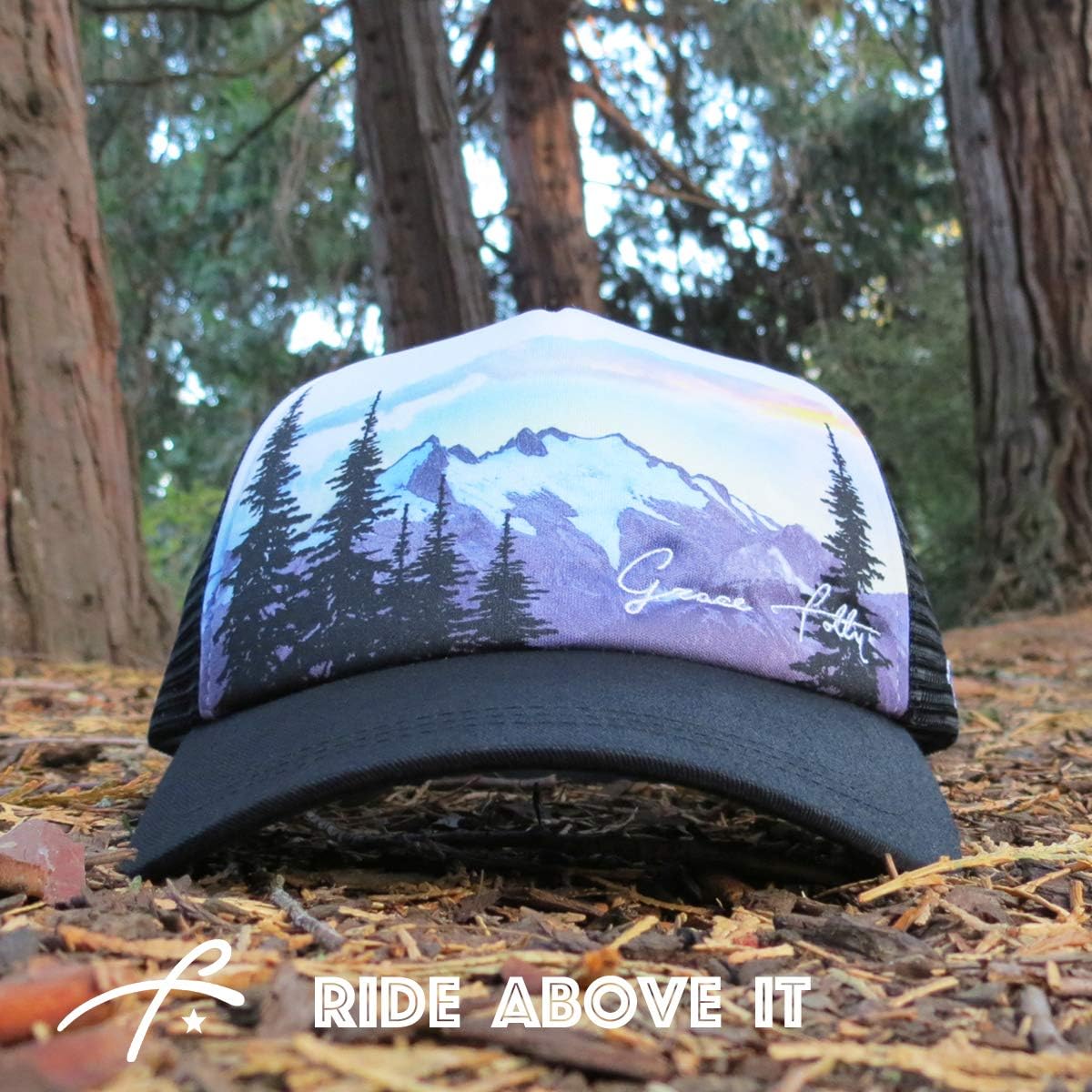 Grace Folly Mountain Trucker Hat for Men or Women
