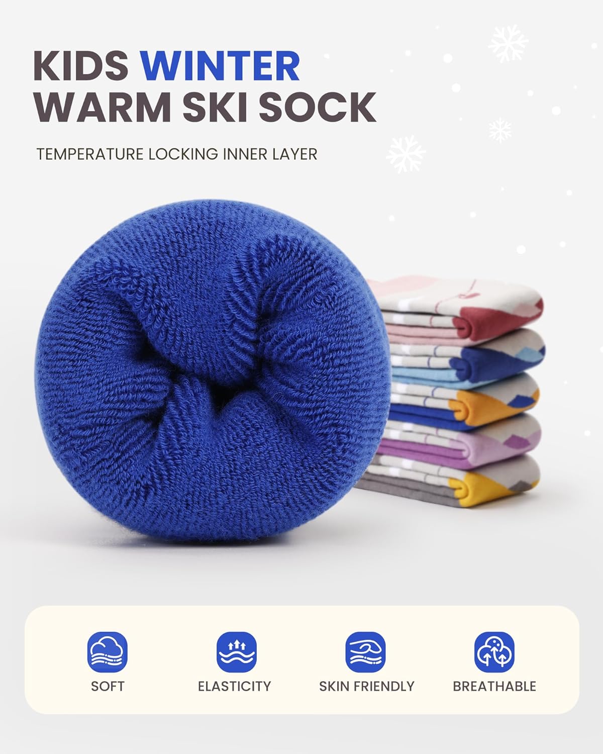 OutdoorMaster Kids Ski Socks Warm Thermal Over the Calf Design
