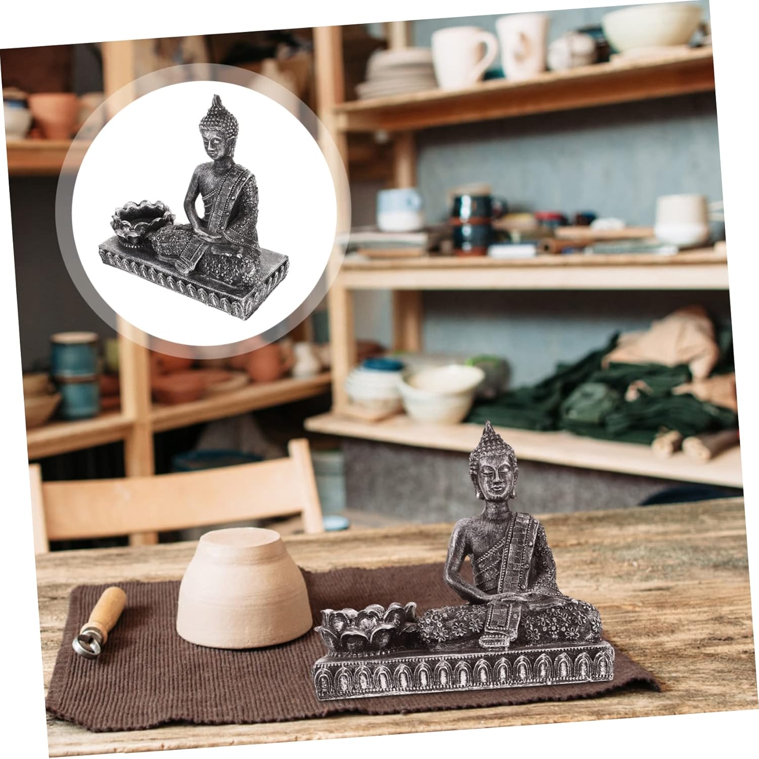 Holibanna Antique Buddha Statue Candle Holder Decor 1
