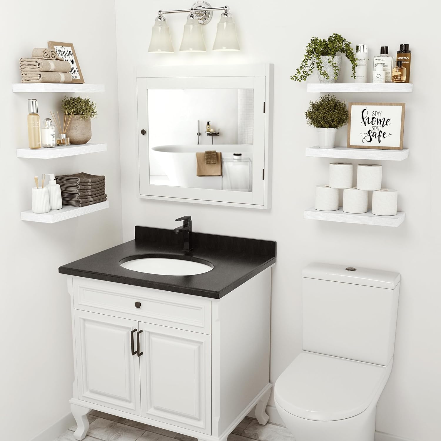 Vivelove 16 Inch Floating Shelves Set of 2 for Bathroom Wall 1