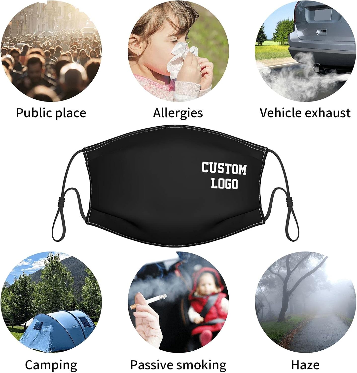 Custom Reusable Cloth Mask with Photo Text Logo