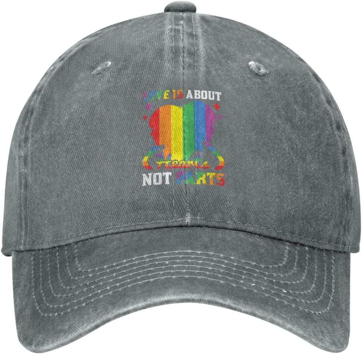 Love is About Hearts Not Parts Washed Denim Baseball Cap