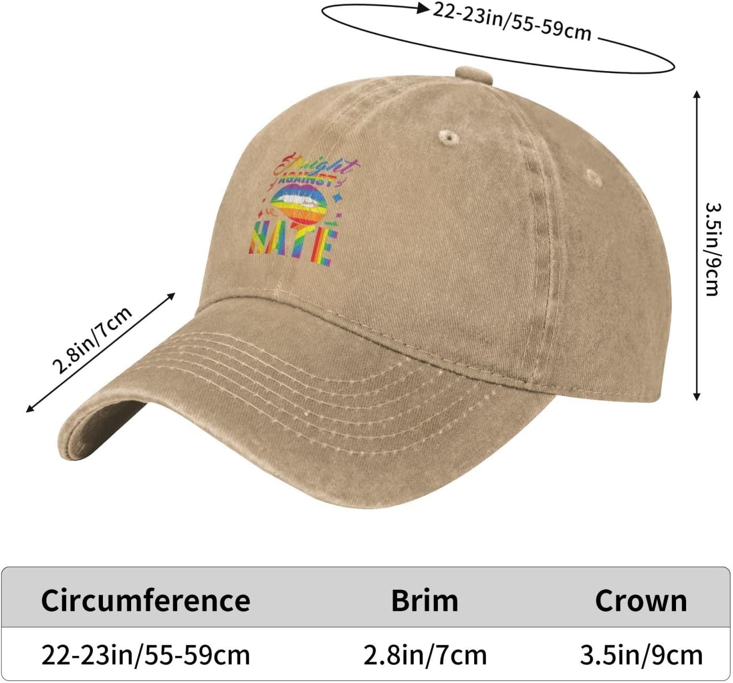 RTATBY Straight Against Hate Baseball Cap for Men Women
