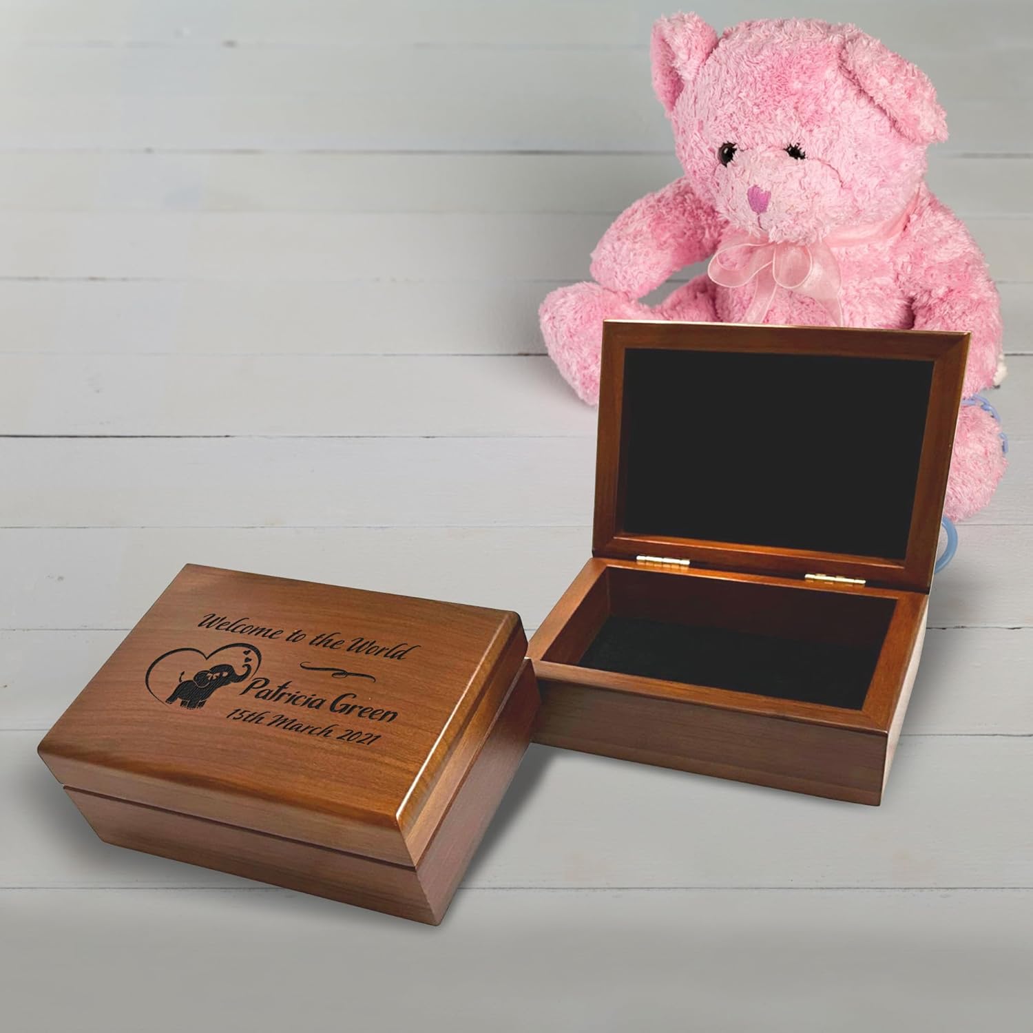 Premium Walnut Baby Keepsake Box with Custom Engraving