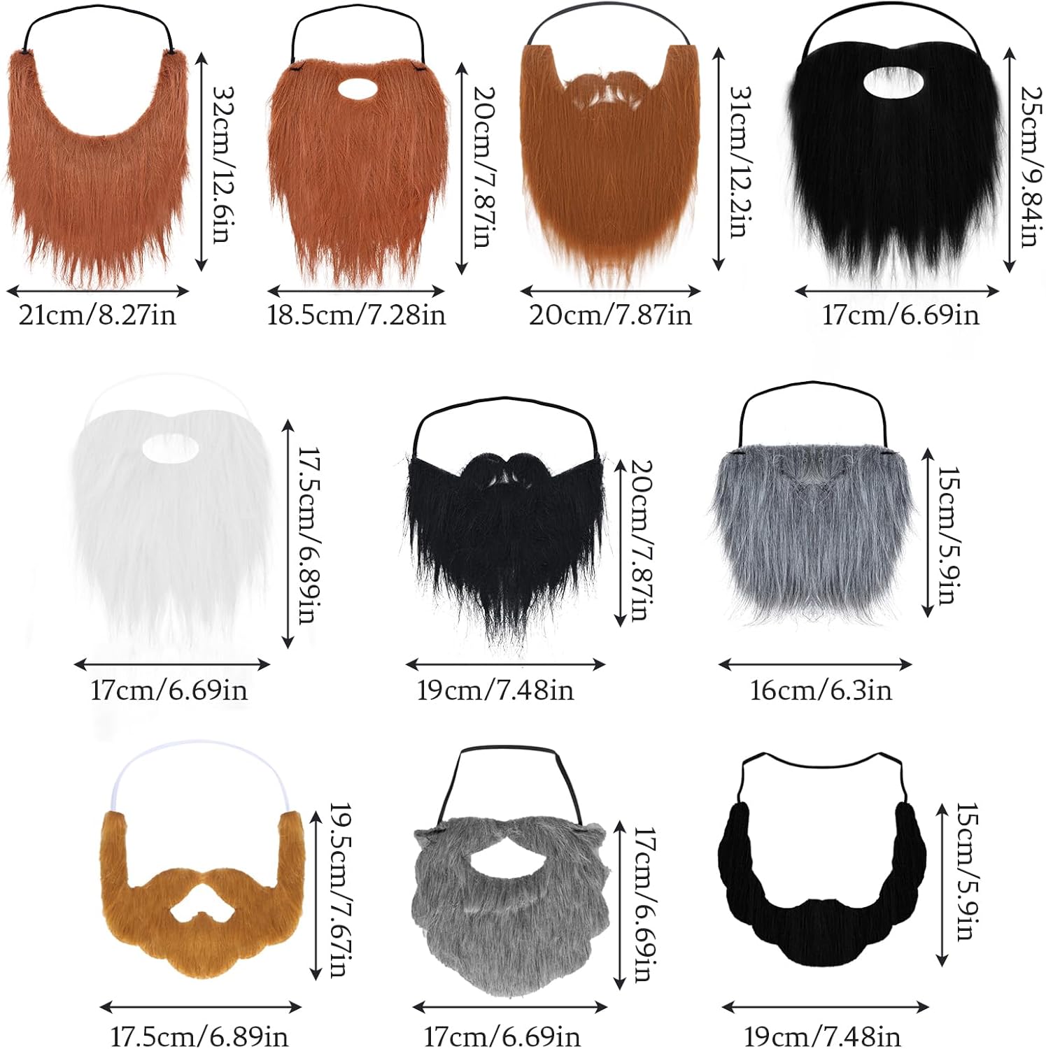 10 Pcs Fake Beards Funny Realistic Beards for Men