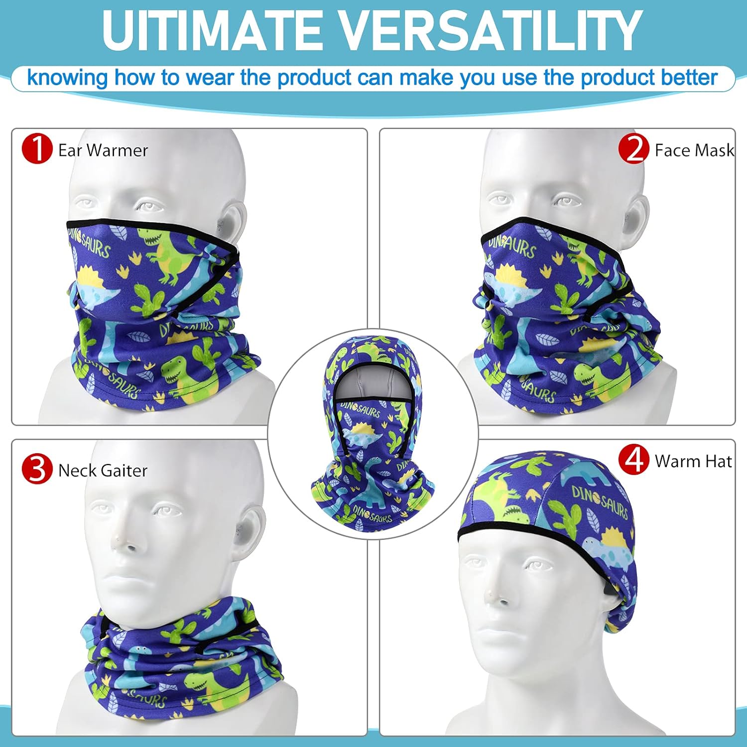 3 Pieces Kids Balaclava Ski Face Warmer