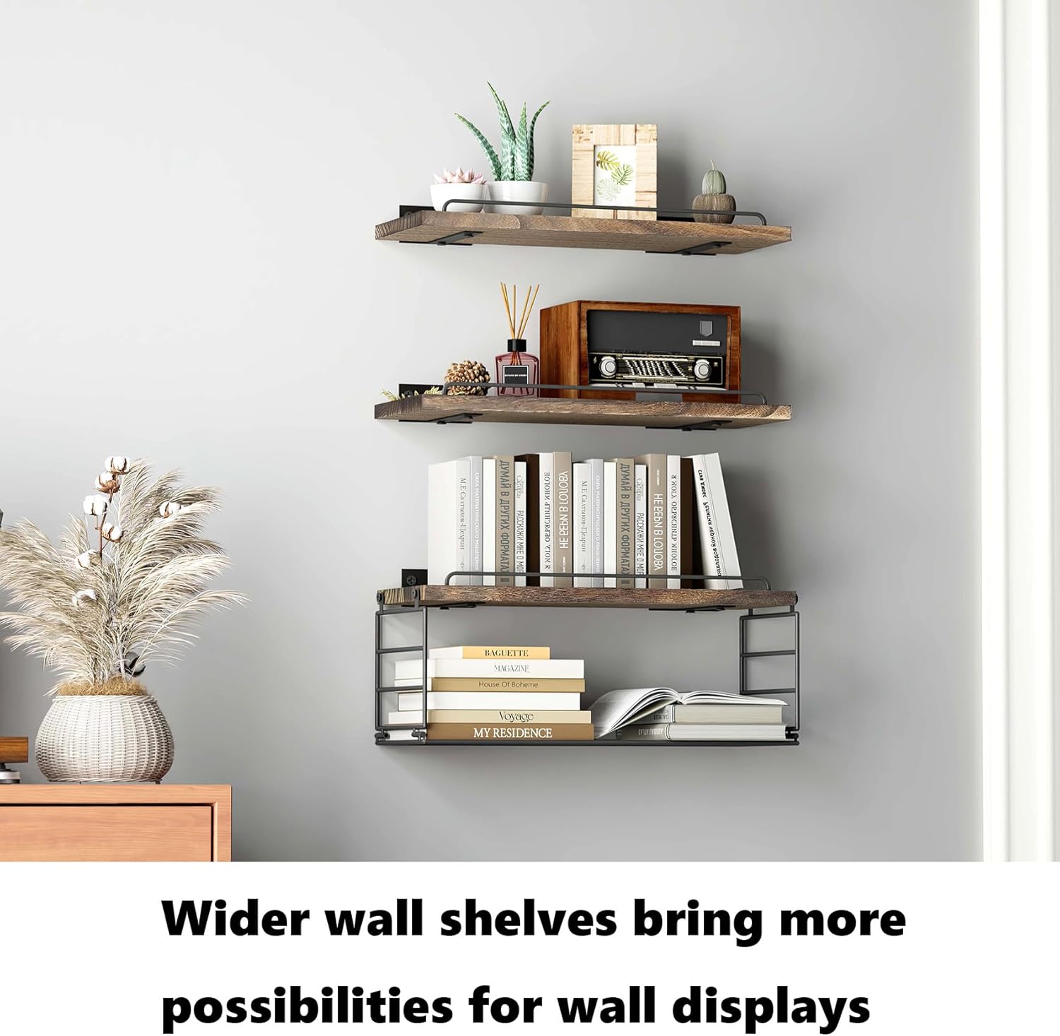 Bathroom Shelves Over Toilet with Guardrail Dark Brown 162 Inch Set of 3