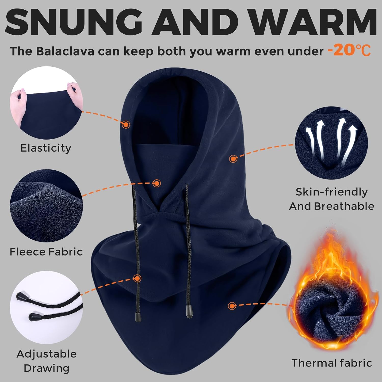 AURUZA Fleece Balaclava Ski Mask for Men Women