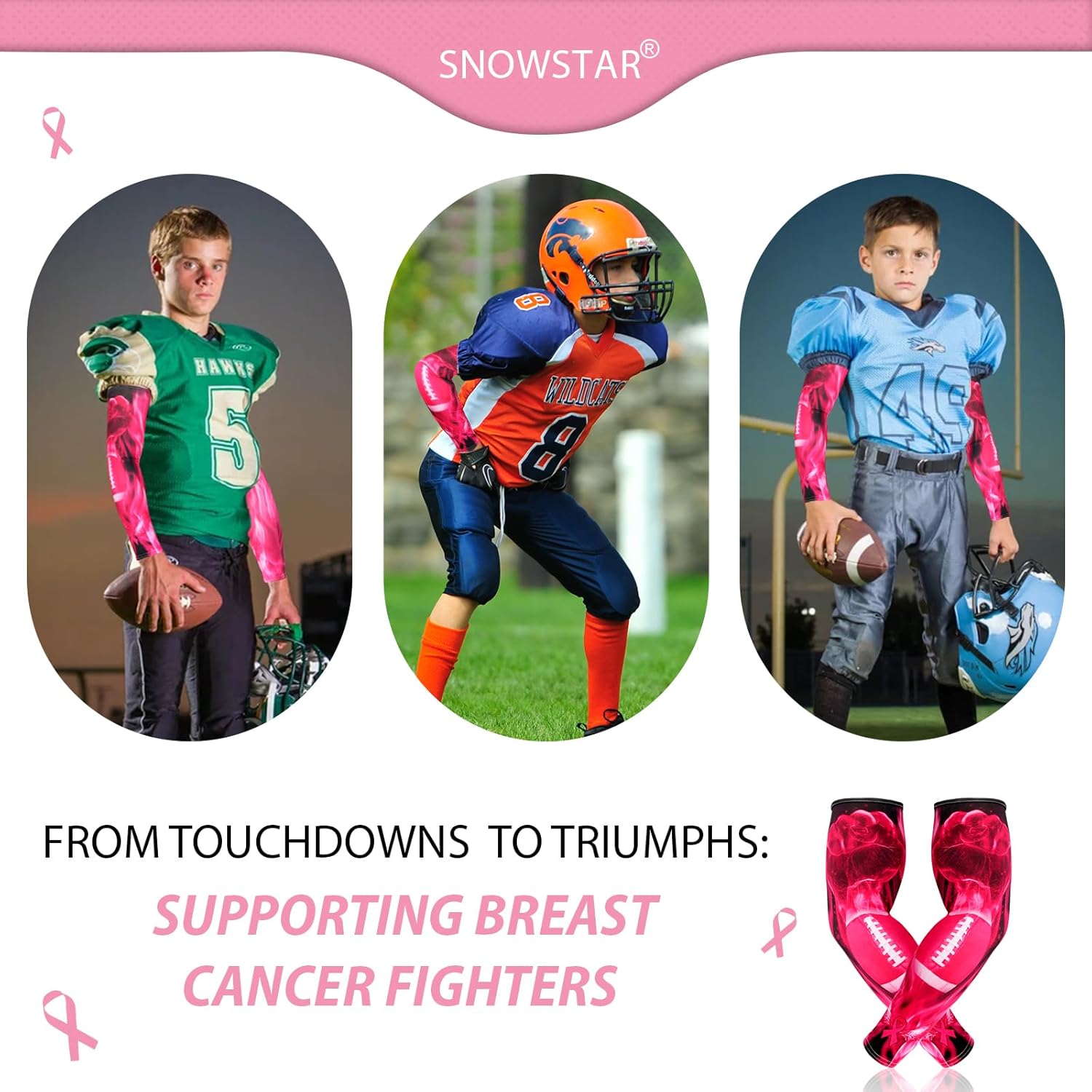SNOWSTAR Breast Cancer Awareness Arm Sleeve with Pink Ribbon