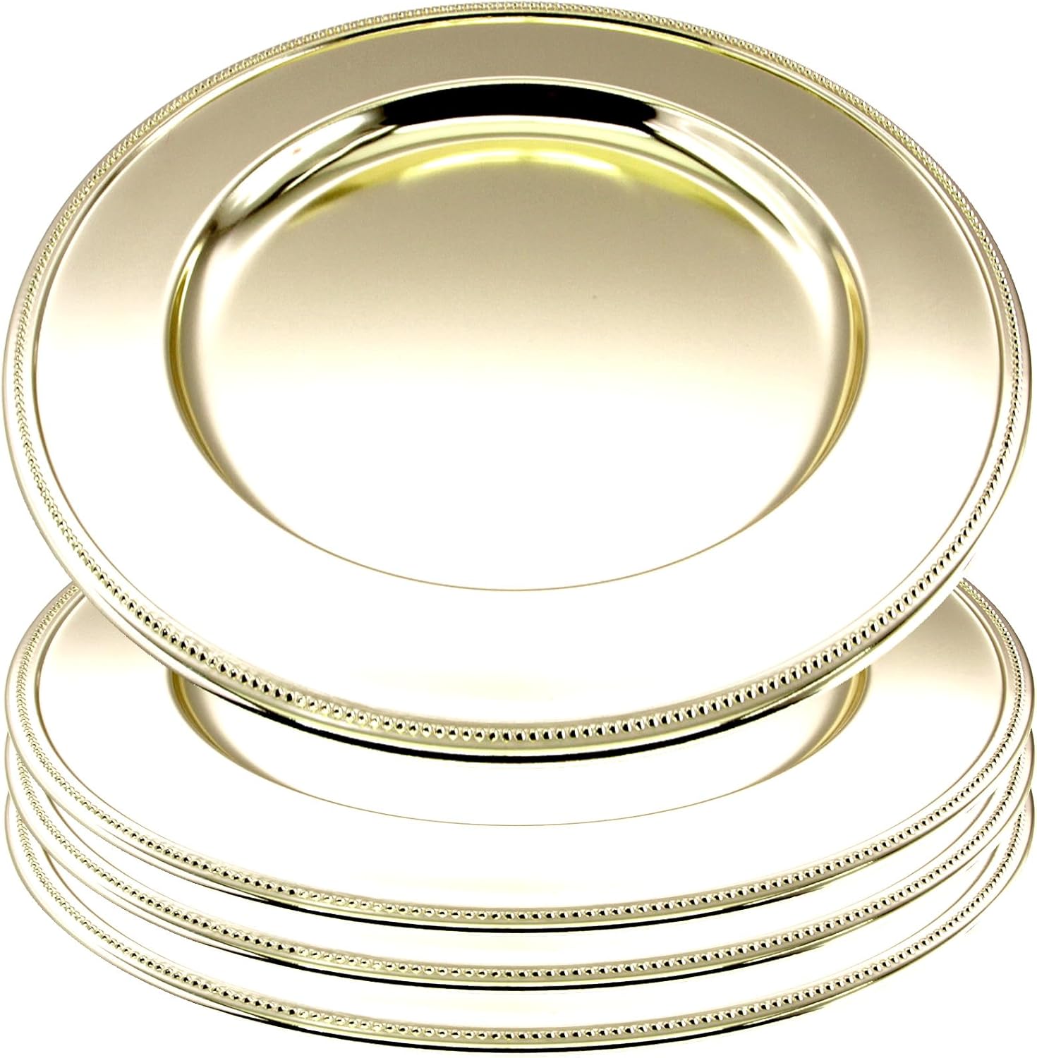 Pack of 4 122 Inch Round Gold Plated Serving Trays