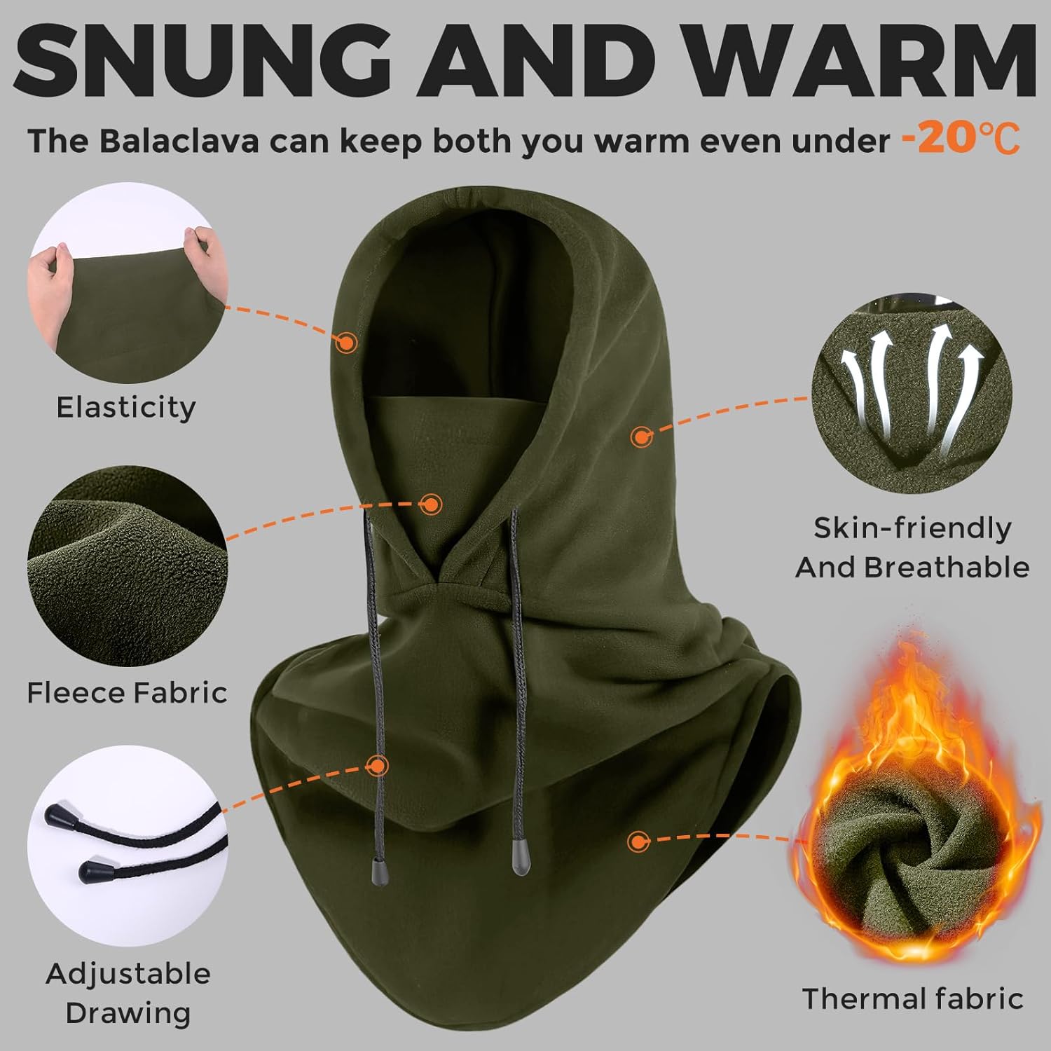 AURUZA Balaclava Ski Mask Fleece for Men 1