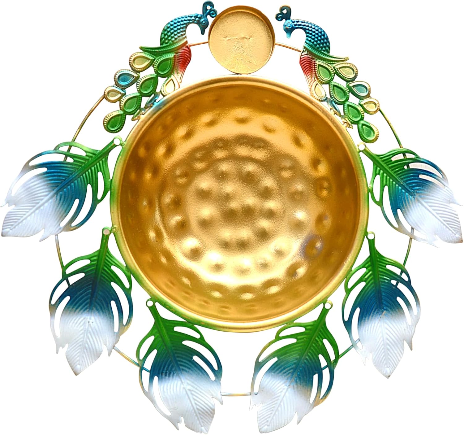 Peacock Urli Bowl - Elegant Floating Flower Tea Light Holder