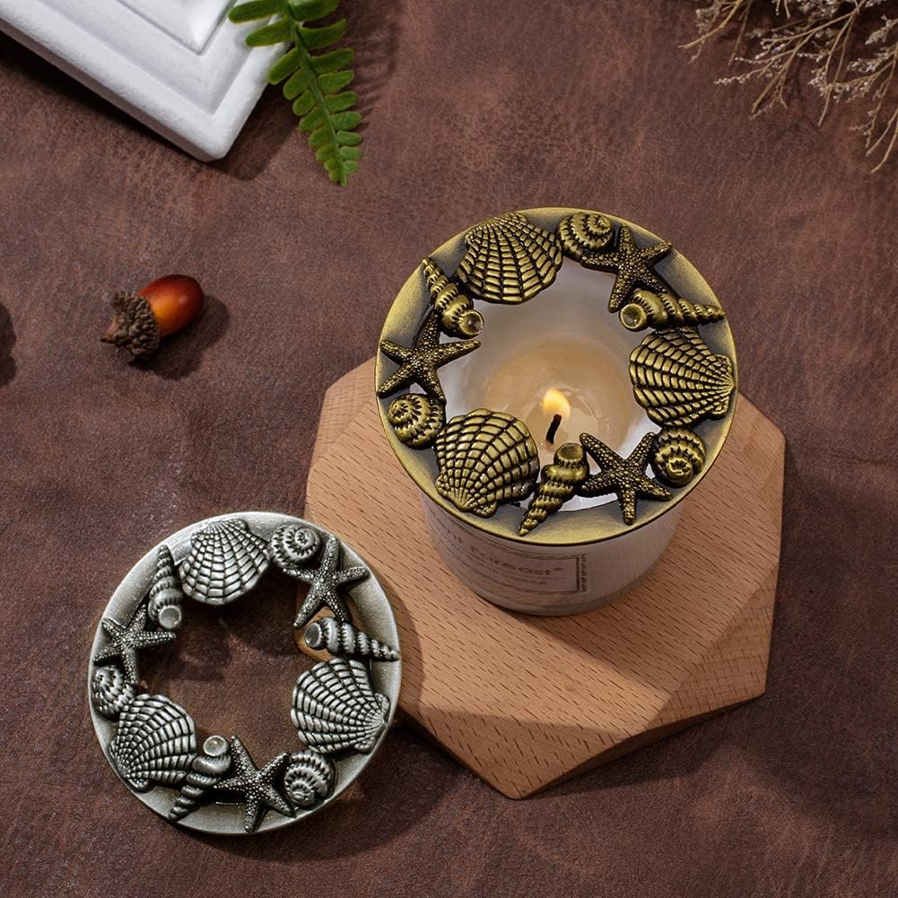 PH PandaHall 2Pack Candle Jar Topper with Shell Starfish Design