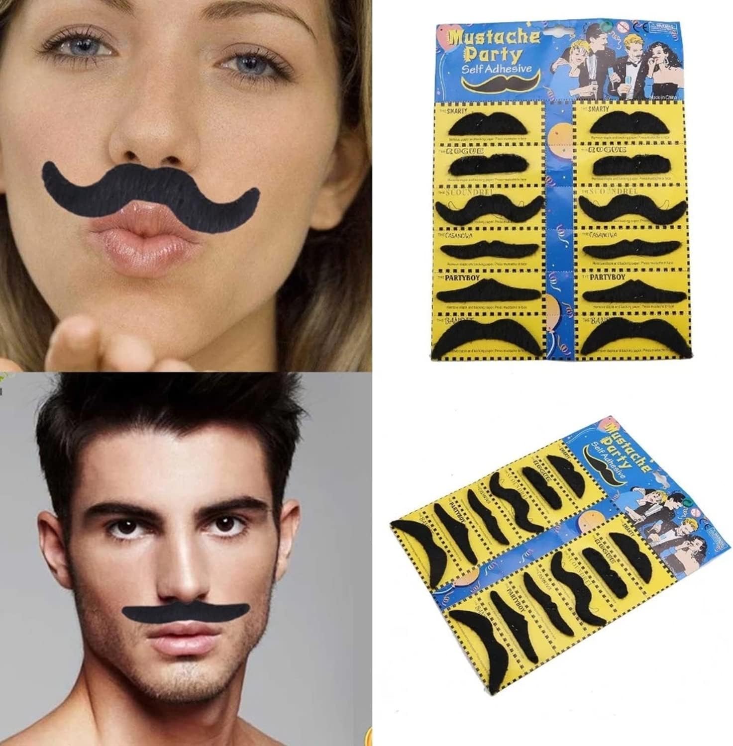 Dzrige 24 Piece Fake Mustache Set Self-Adhesive