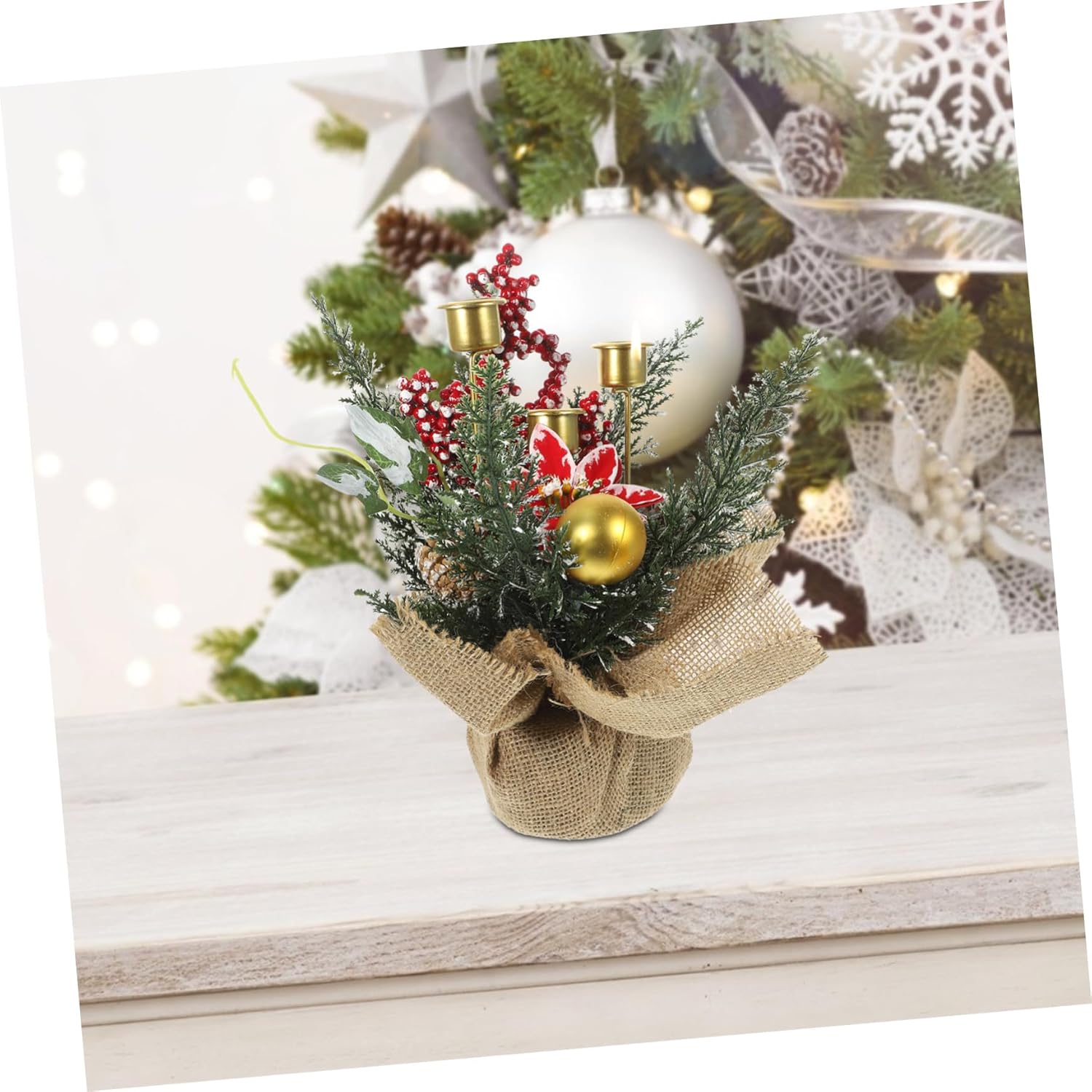 Cabilock Christmas Garland with Candle Holders and Lights