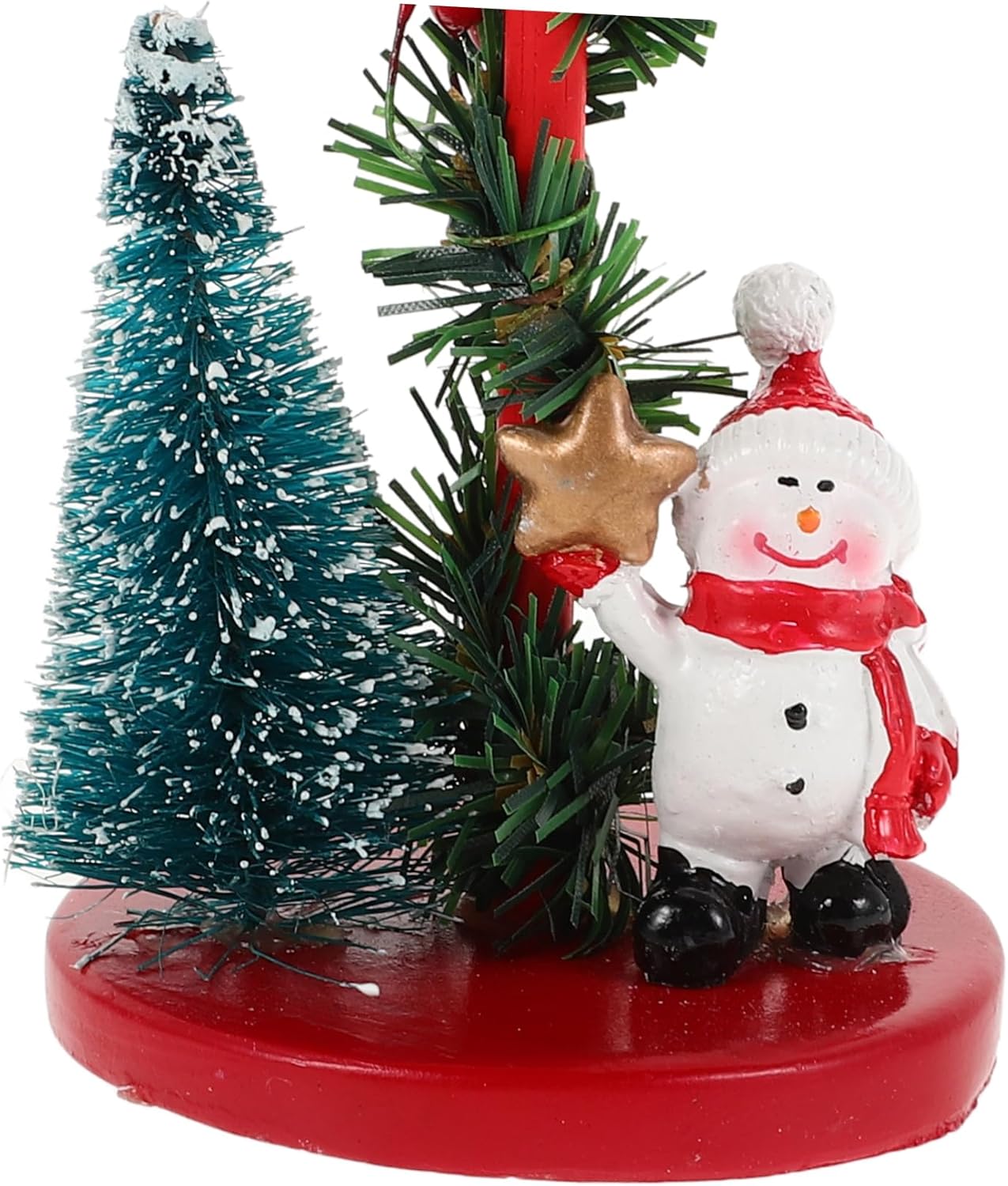 Christmas Candle Stand with Snowman Decor