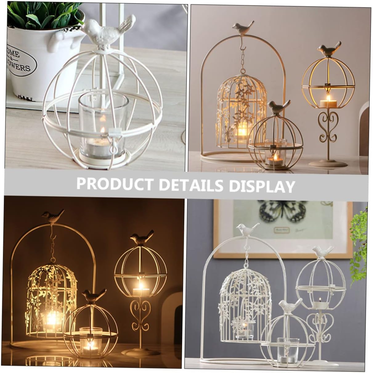 ABOOFAN Iron Candlestick Holder with Glass Bowl