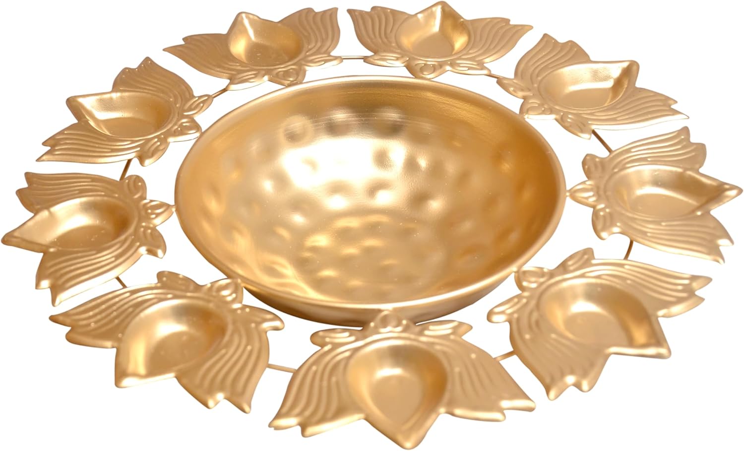 Handcrafted Brass Lotus Diya Urli 12 Inch Decorative Bowl