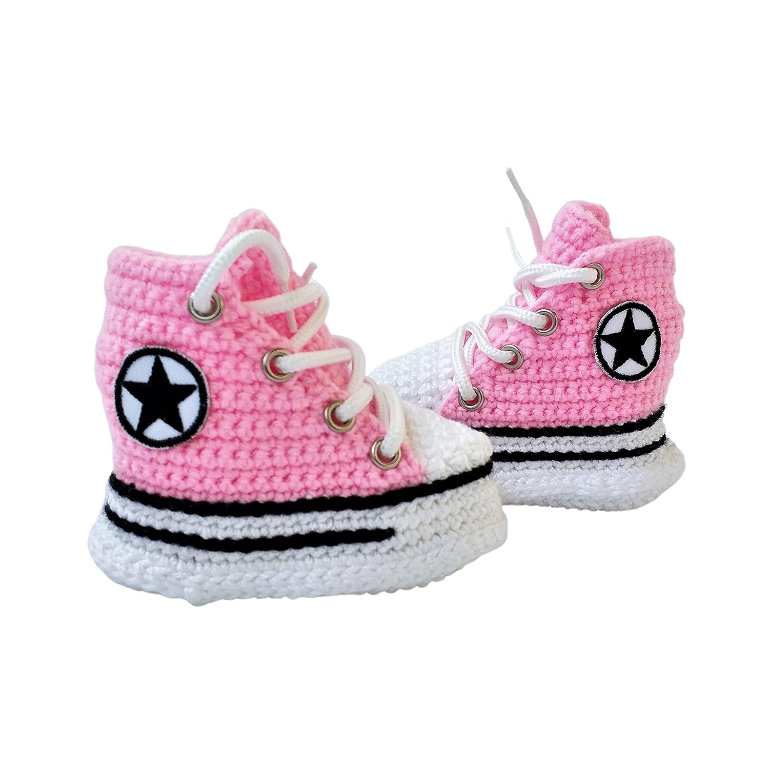 Handmade Merino Wool Pink Baby Booties Sneakers
