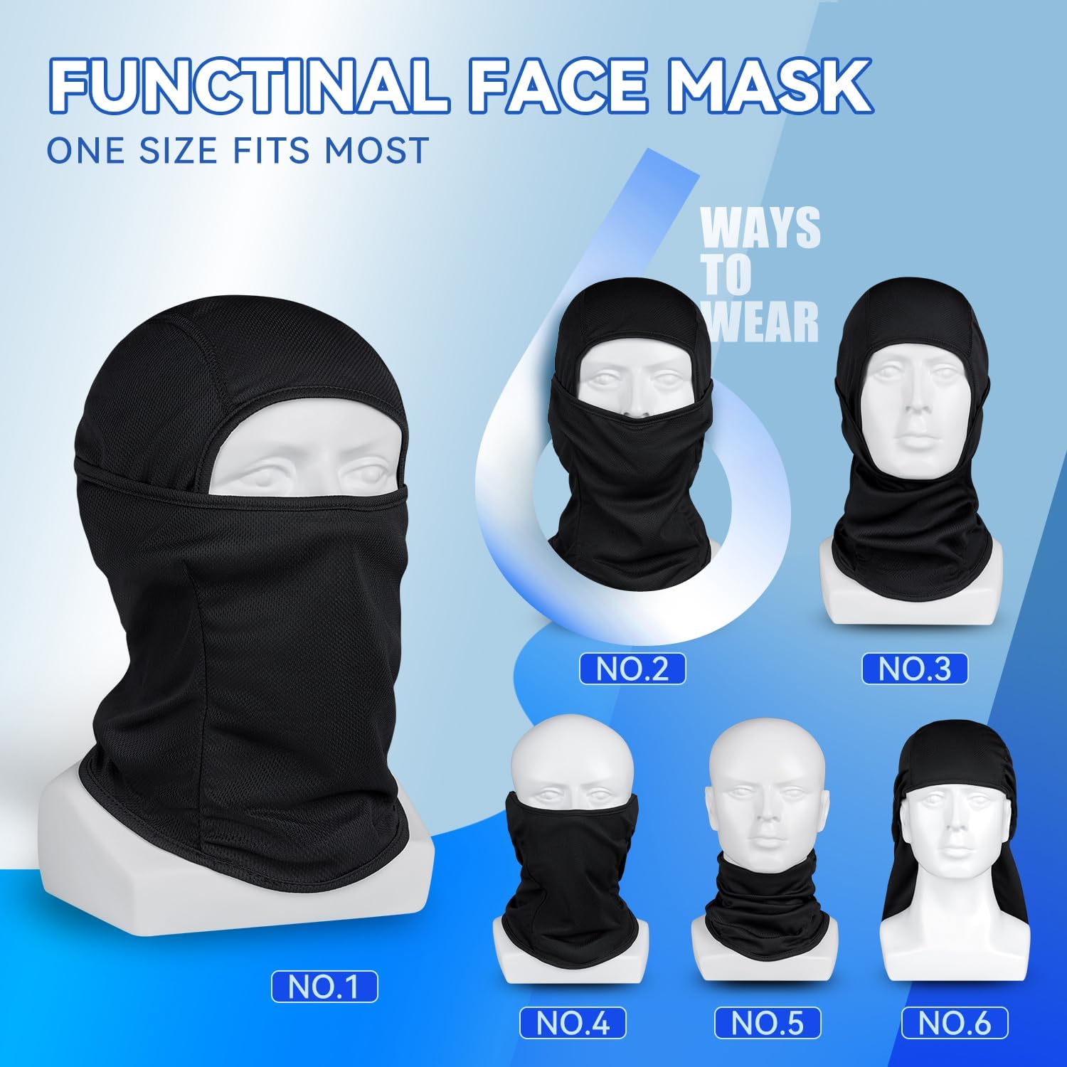 3 Pack Balaclava Ski Masks - UPF 50 Windproof Winter Face Cover