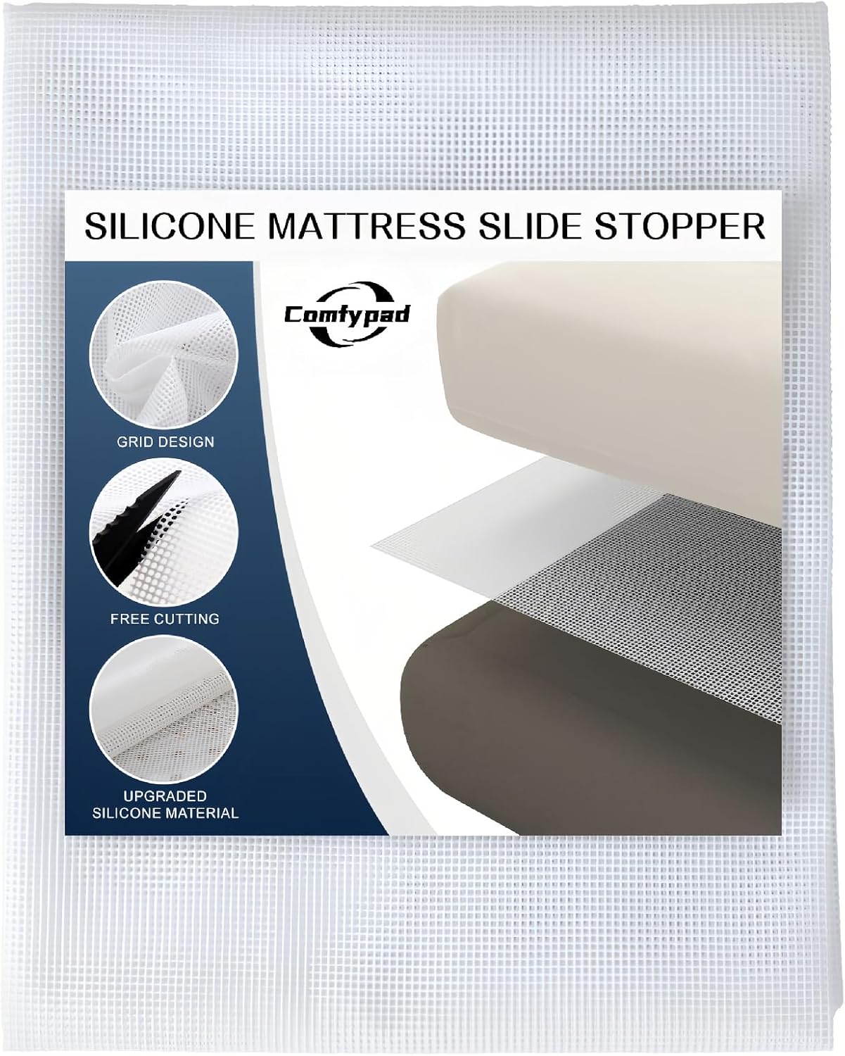 Comfypad Silicone Mattress Slide Stopper 54 x 72 in