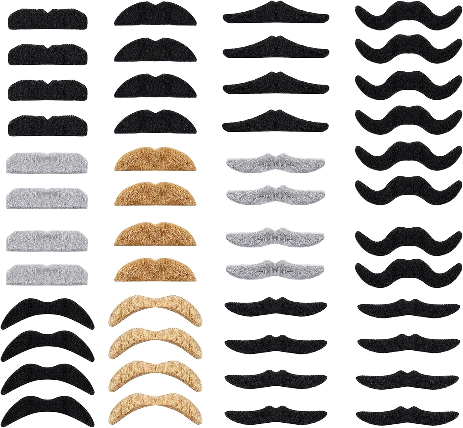 AUOCATTAIL 48PCS Halloween Fake Mustache Prop Set