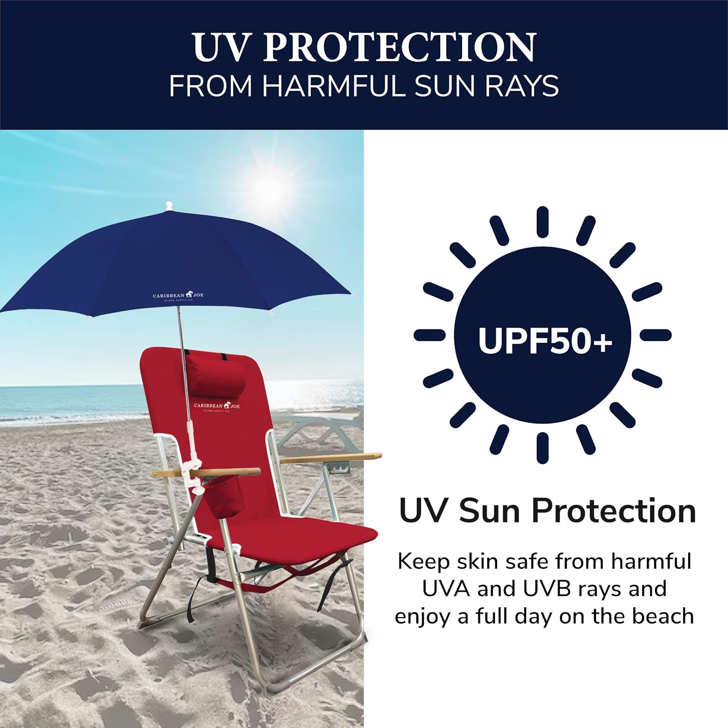 Caribbean Joe Tilt Beach Umbrella with UV Protection 1