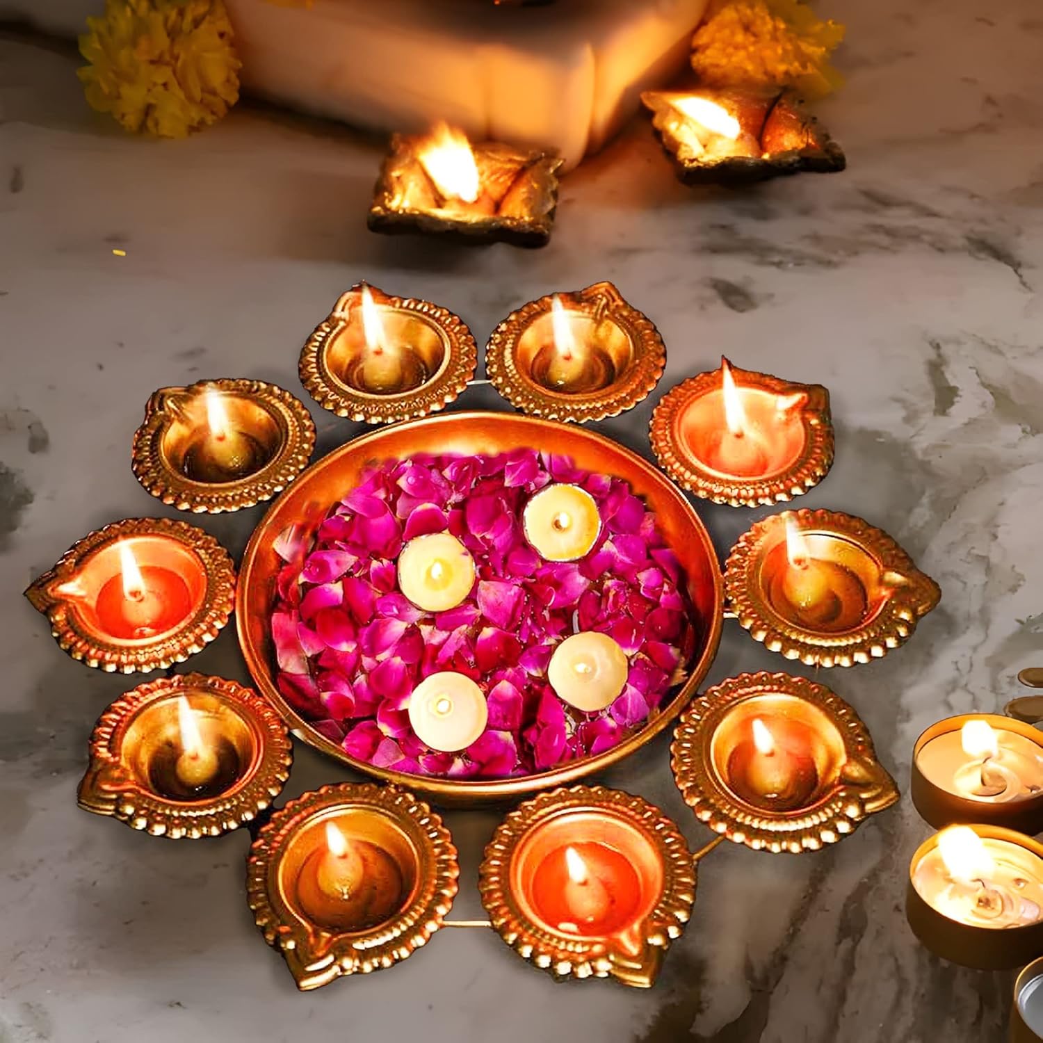 CraftVatika Diya Urli Bowl for Home Decor Diwali Gifts