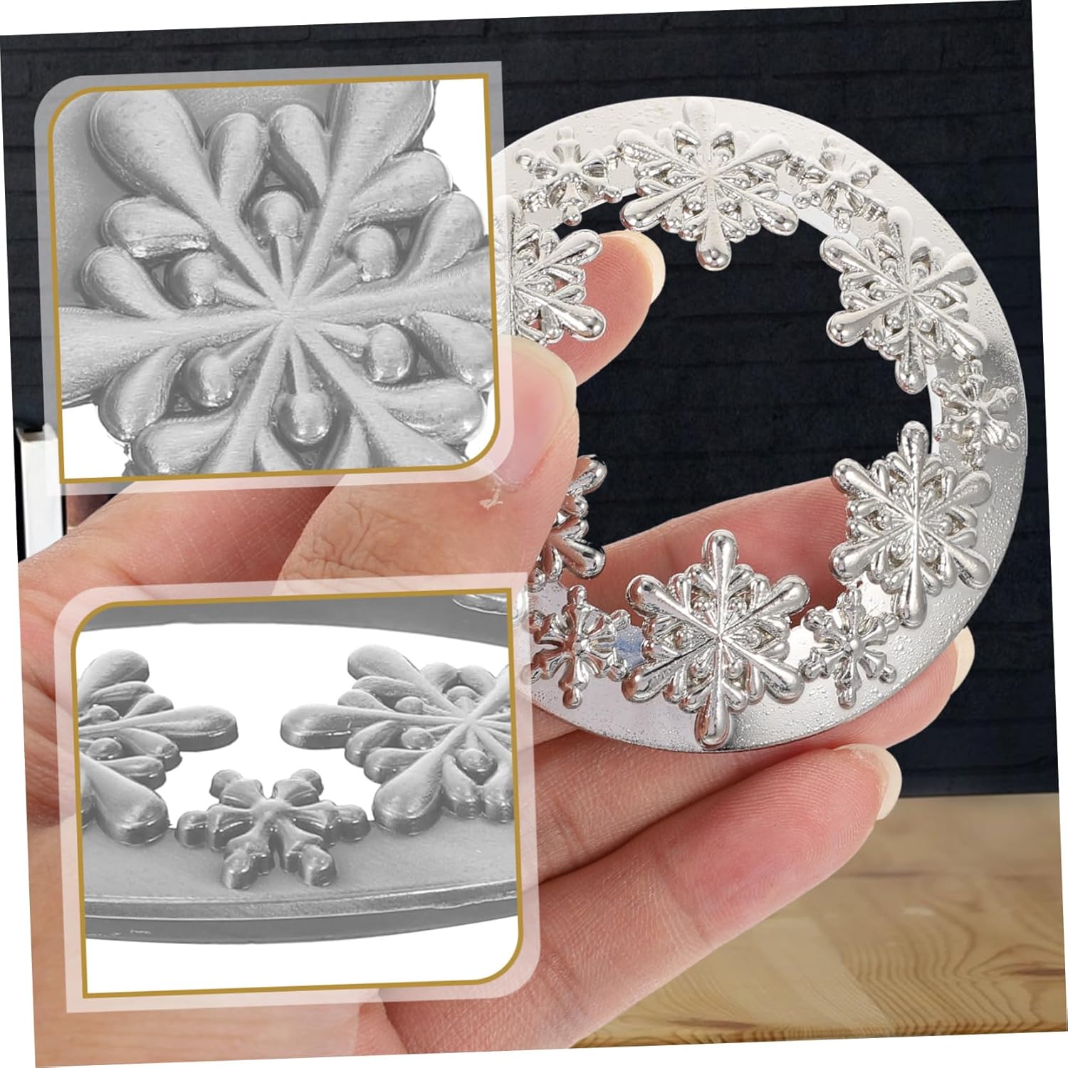 TOKIDNY Snowflake Candle Lid Zinc Alloy Christmas Decor 1