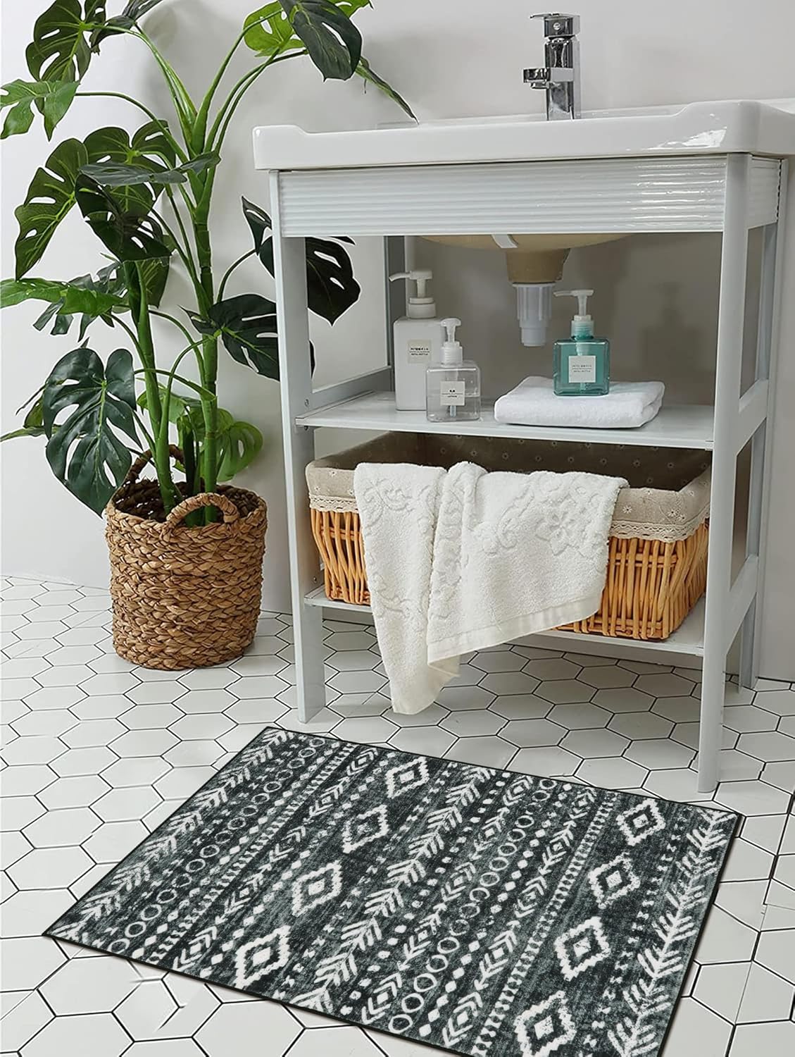 Lahome Boho Entryway Rug Non Slip Washable