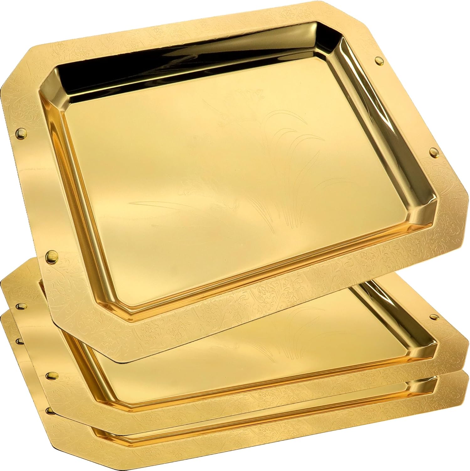 Pack of 3 14x98 Inch Iron Gold Serving Trays