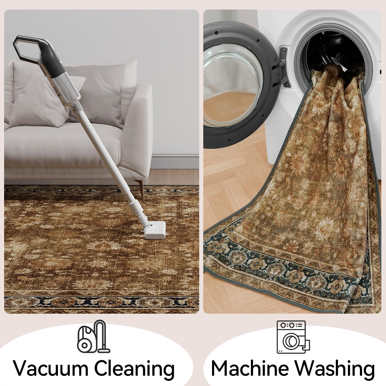 Hargiis Area Rug Bohemian Runner with Non-Slip TPE Backing