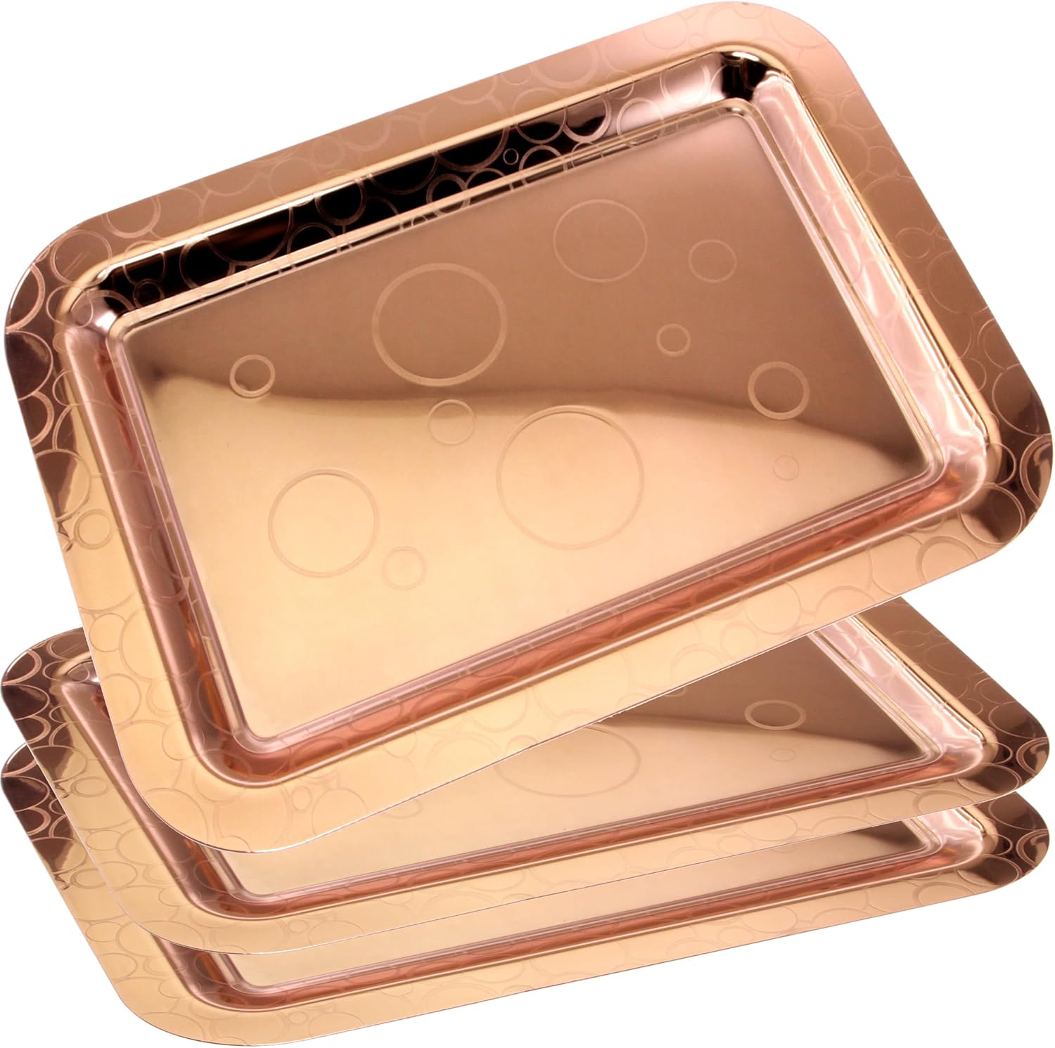 Pack of 3 20x143 Inch Gold Plated Mirror Serving Trays 1