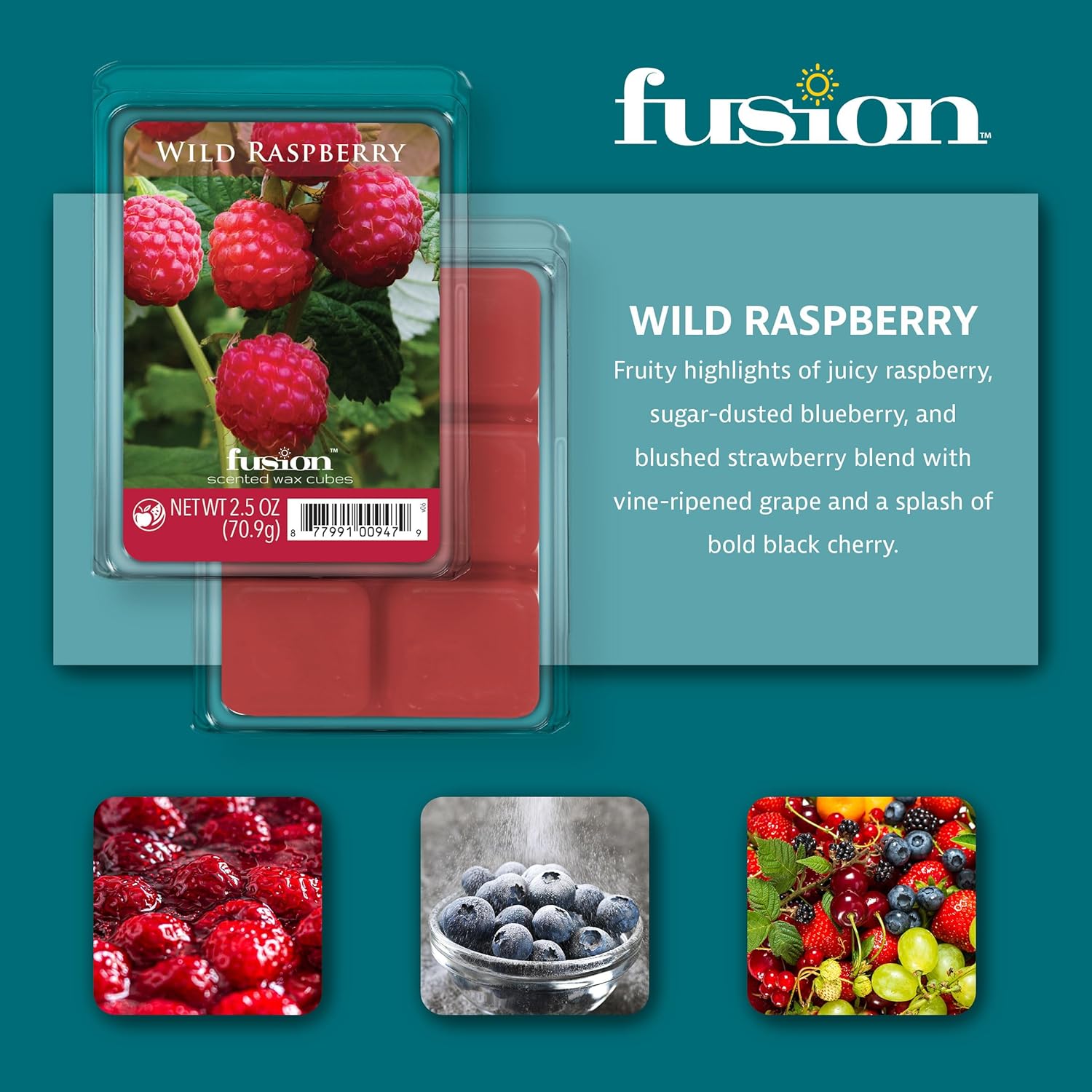 FUSION by Scentsationals Wild Raspberry Wax Melts - 3-Pack 25oz 1