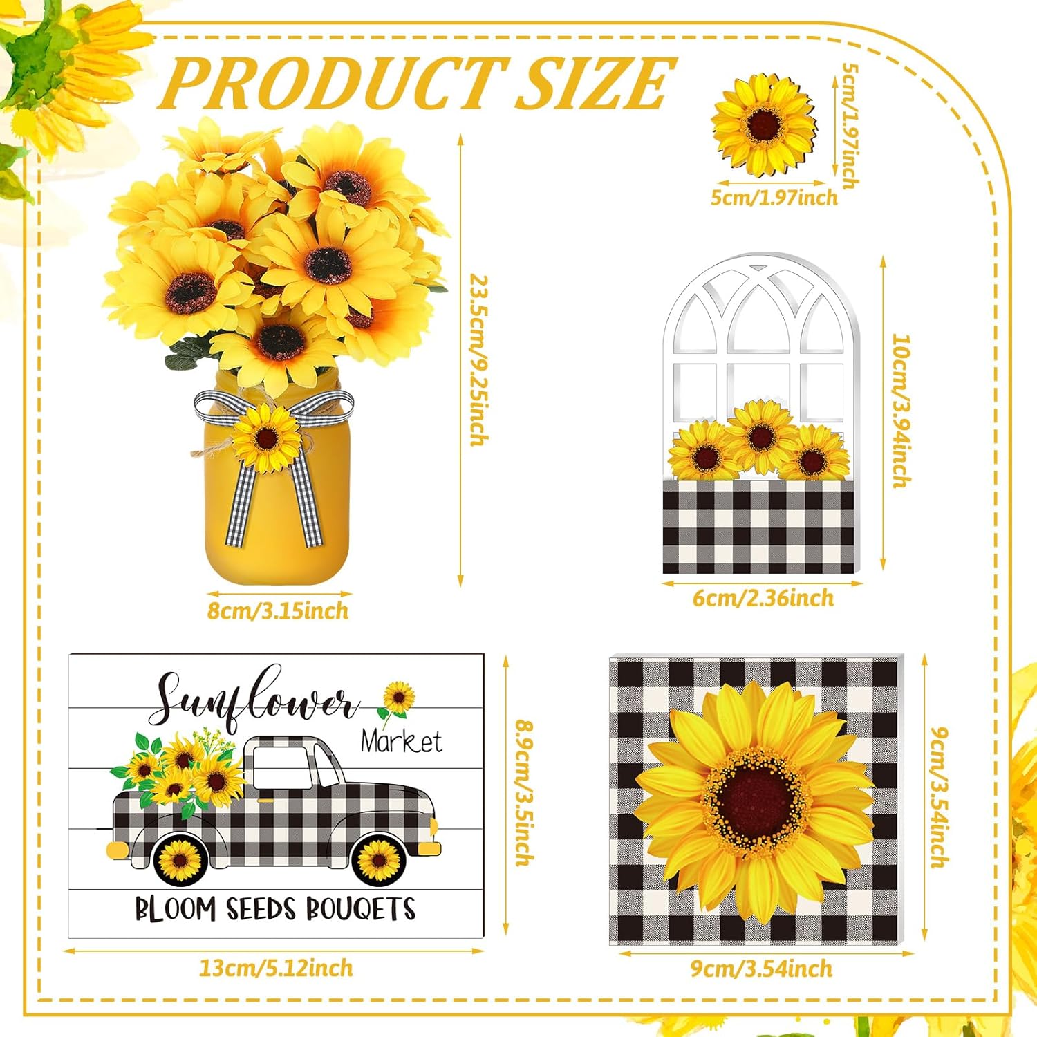 12 Sets Sunflower Decor for Farmhouse Table Centerpieces
