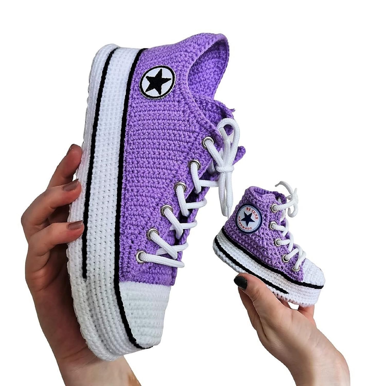 Purple Matching Family Slippers Organic Cotton Boots Sneakers Socks