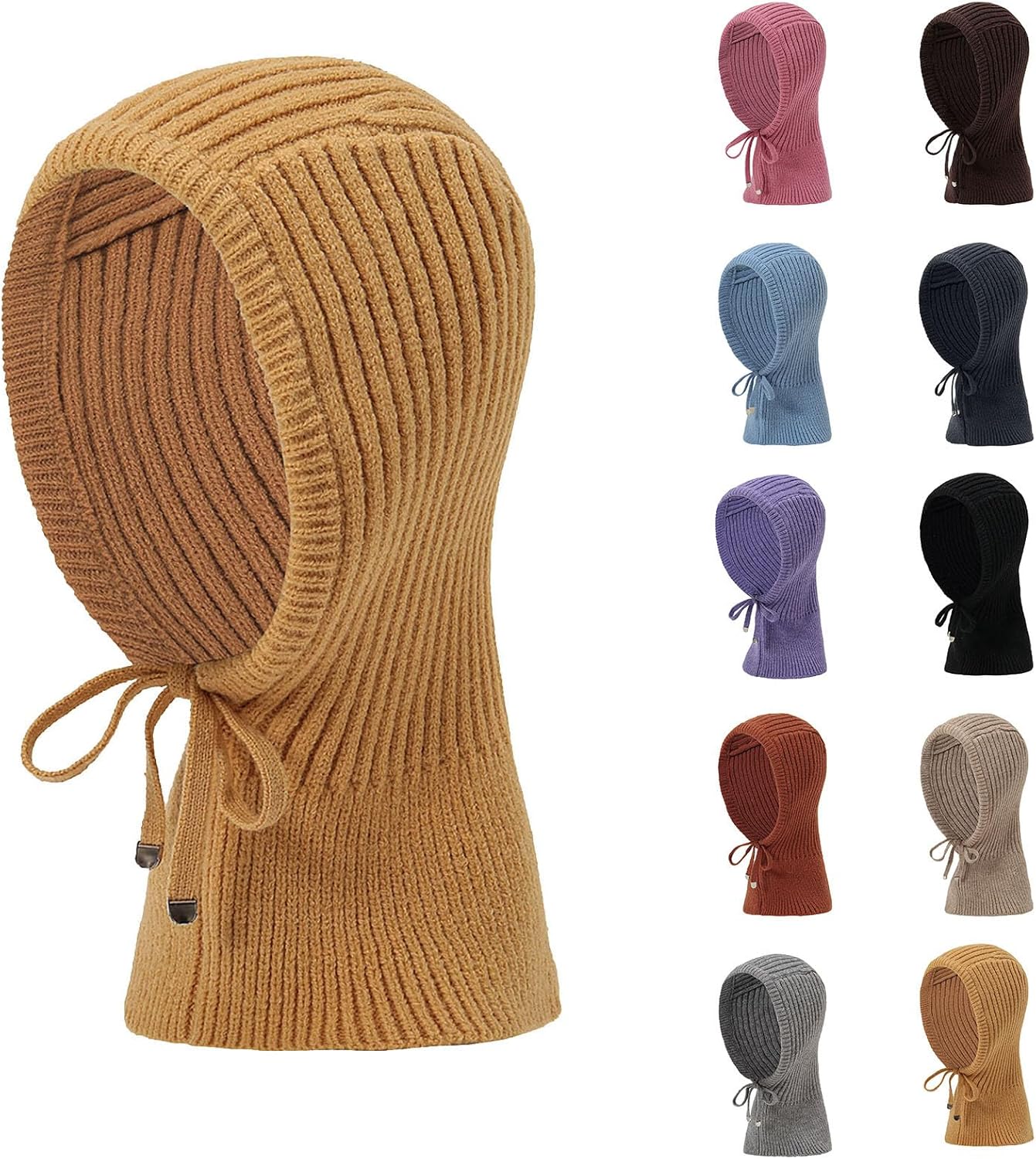 Cambkatl Winter Wool Blend Hooded Scarf Hat