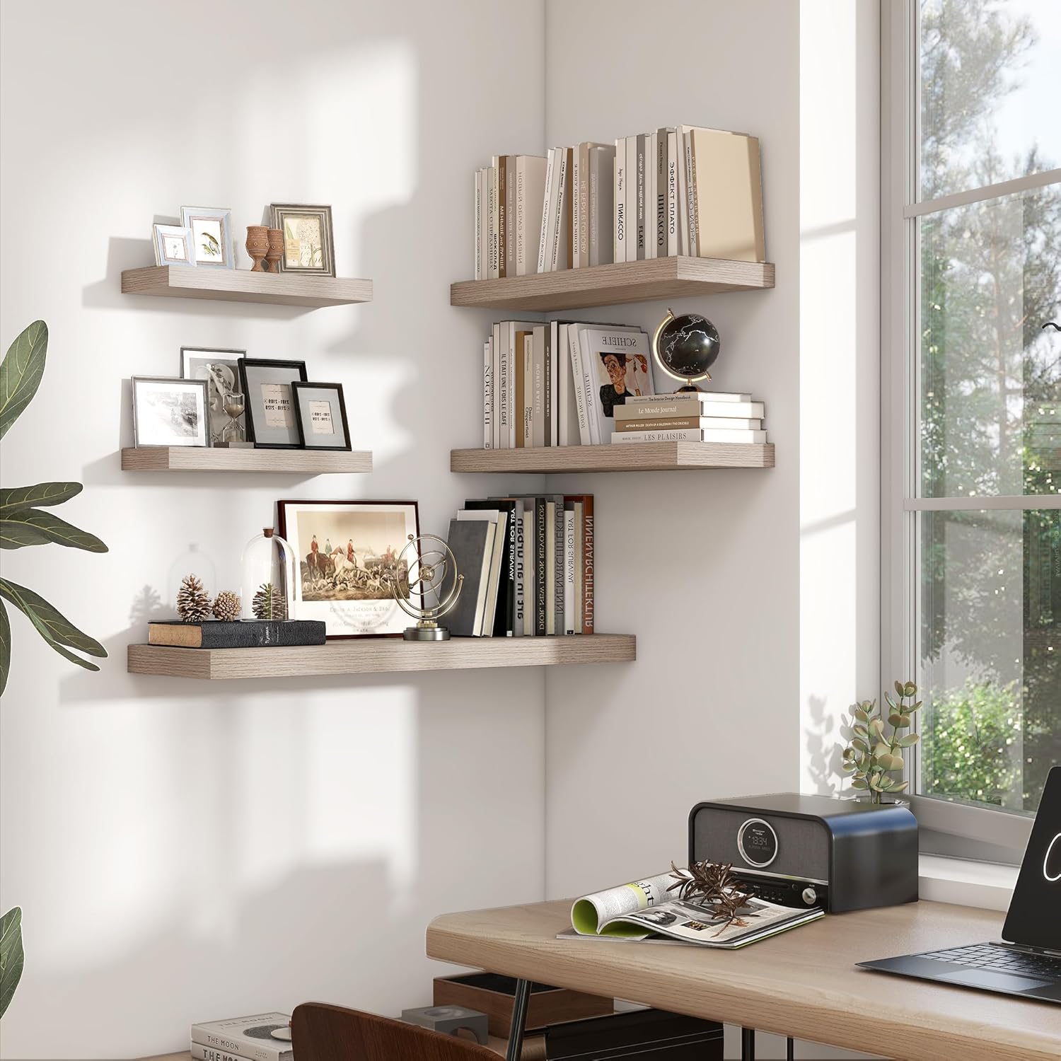 Heimlove Floating Shelves 16 Inch Set of 2 Grey