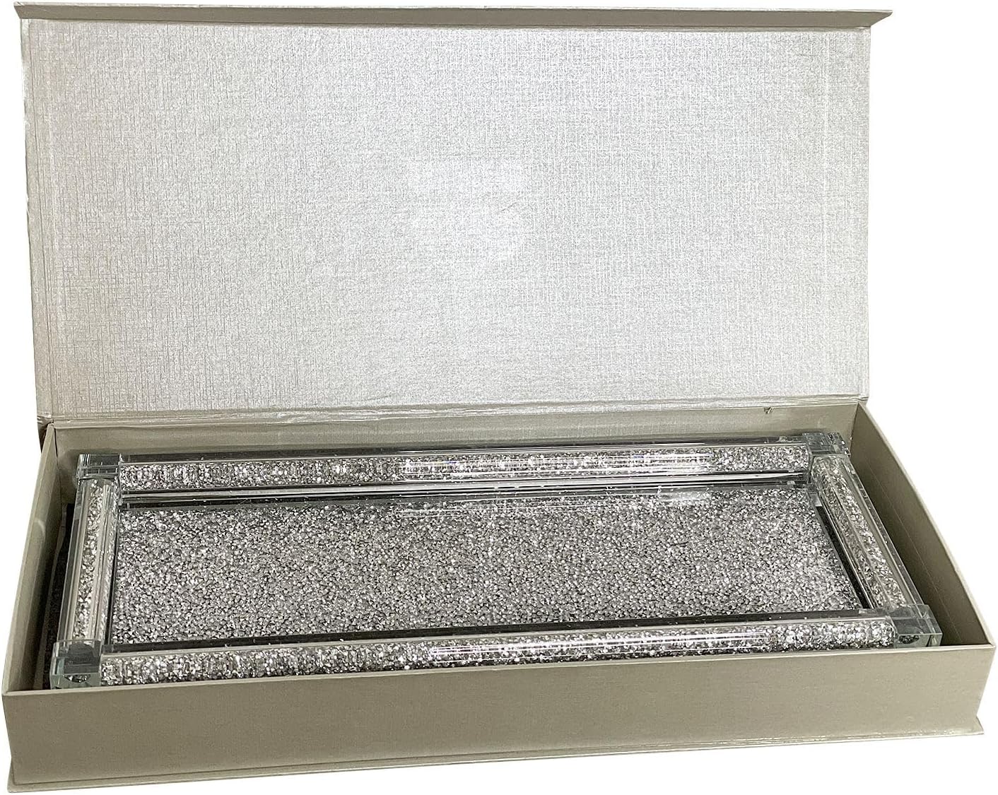 Strawberry Fairy Elegant Glass Tray with Crushed Diamond Design