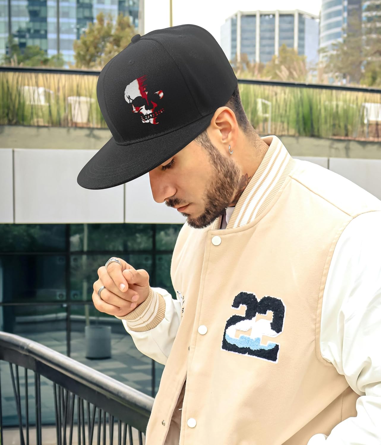 Tijeyi Black Snapback Hat with Cross Design