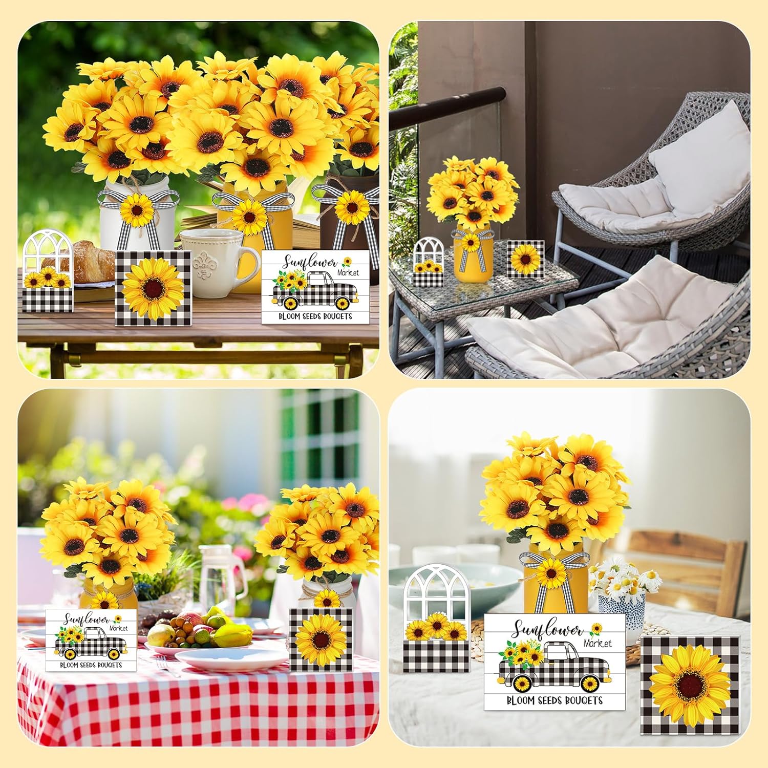 12 Sets Sunflower Decor for Farmhouse Table Centerpieces