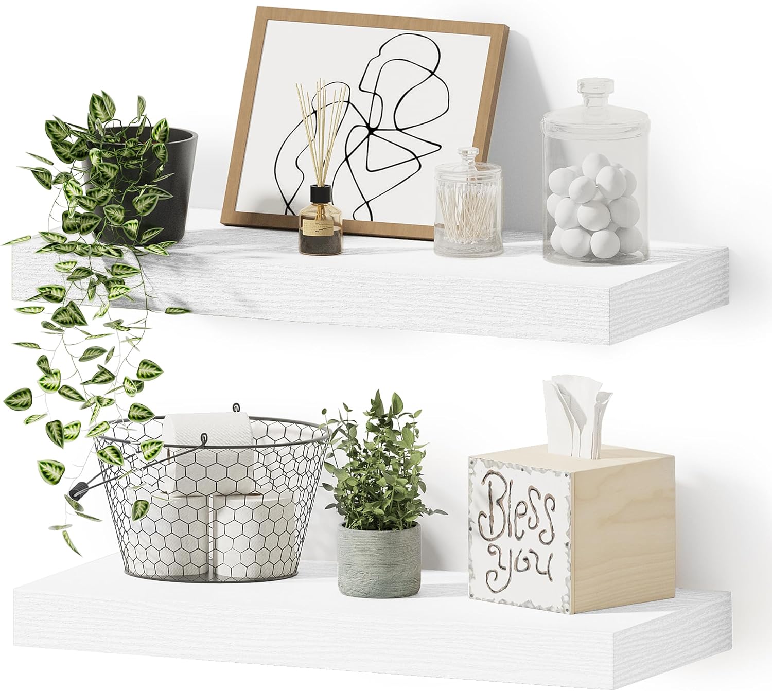 Vivelove 16 Inch Floating Shelves Set of 2 for Bathroom Wall 1