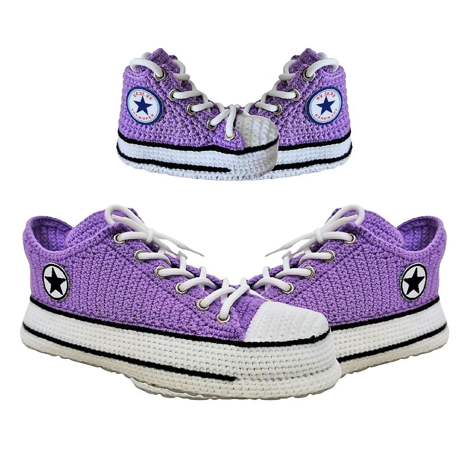 Purple Matching Family Slippers Organic Cotton Boots Sneakers Socks