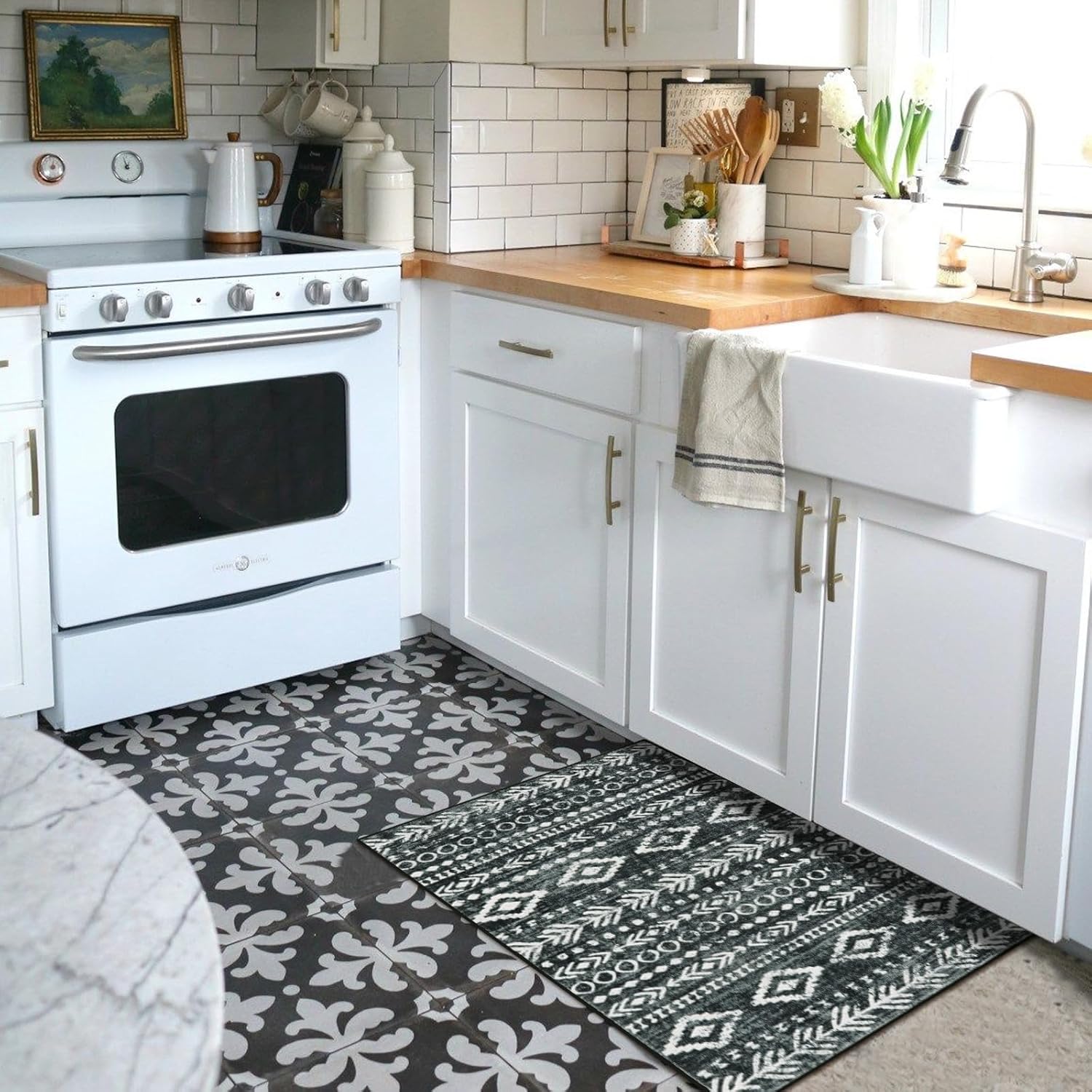 Lahome Boho Entryway Rug Non Slip Washable