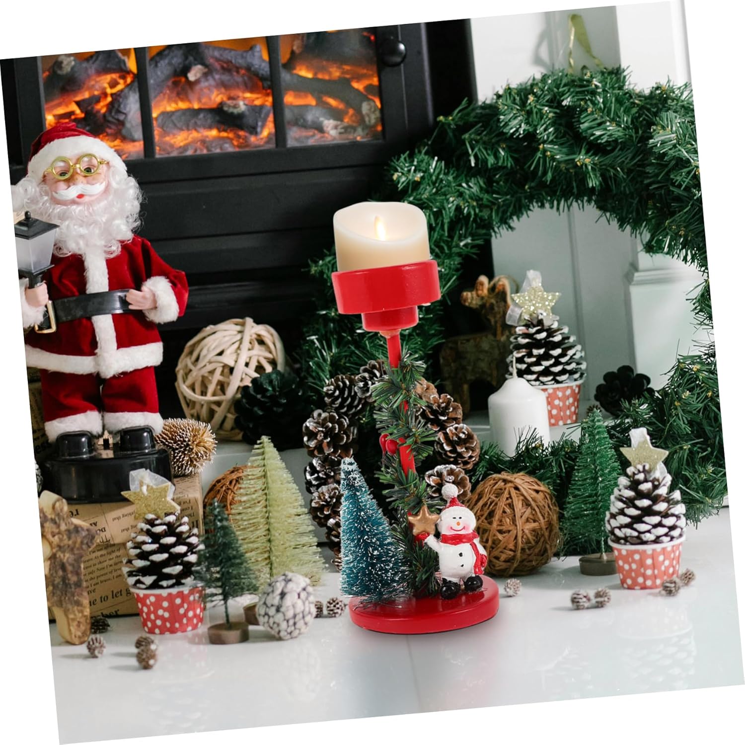 Whimsical Snowman Candle Holder for Christmas and Wedding Decor
