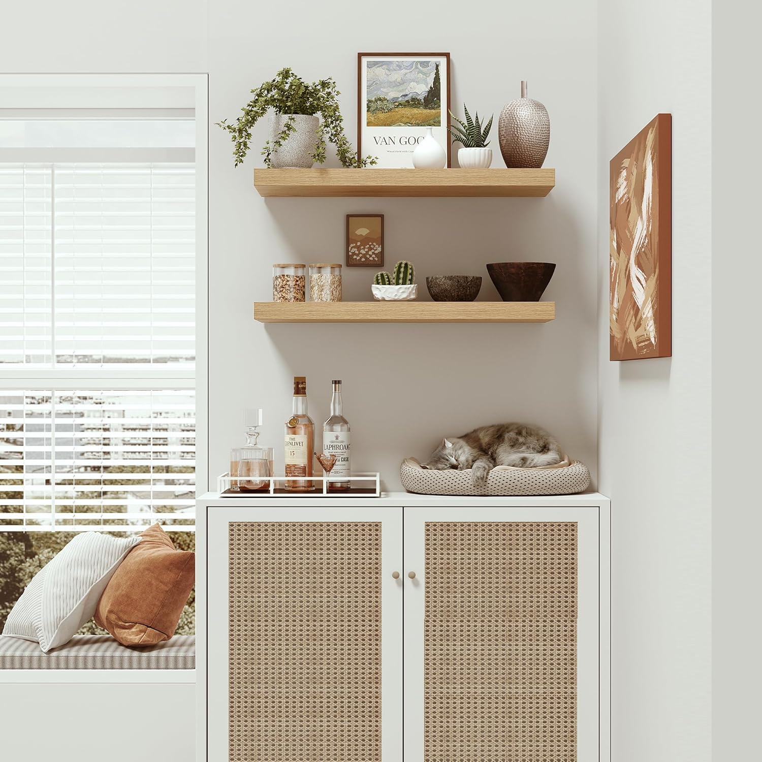 Vivelove Long Floating Shelves Set of 2 with Invisible Brackets